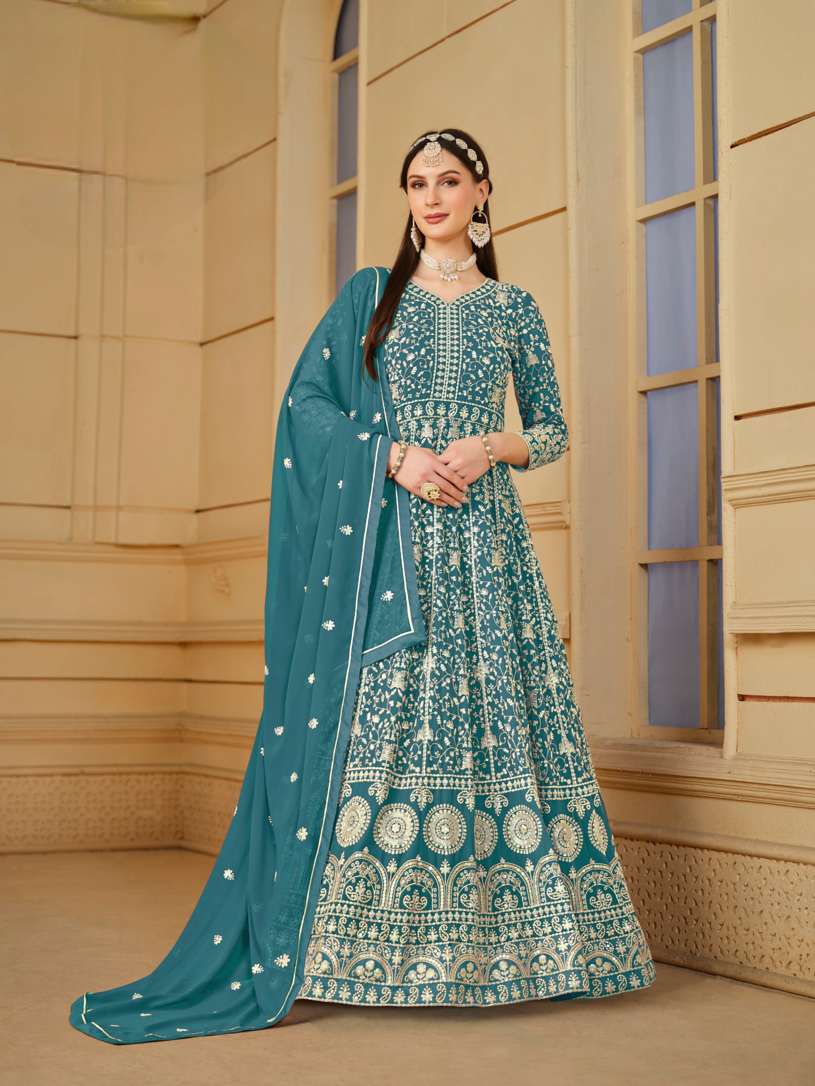 Faux georgette Designer Gown LXGW0019