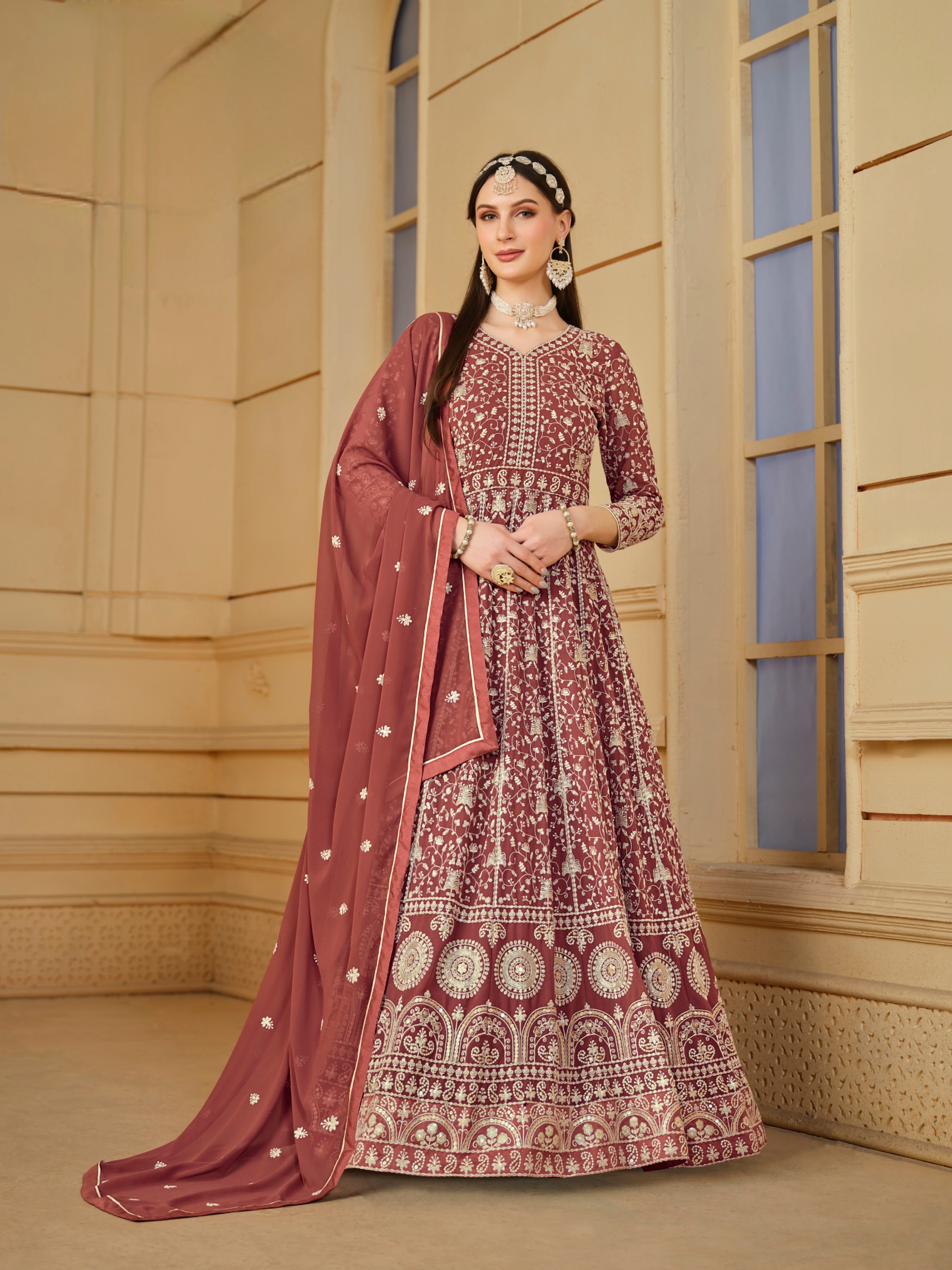 Faux georgette Designer Gown LXGW0019