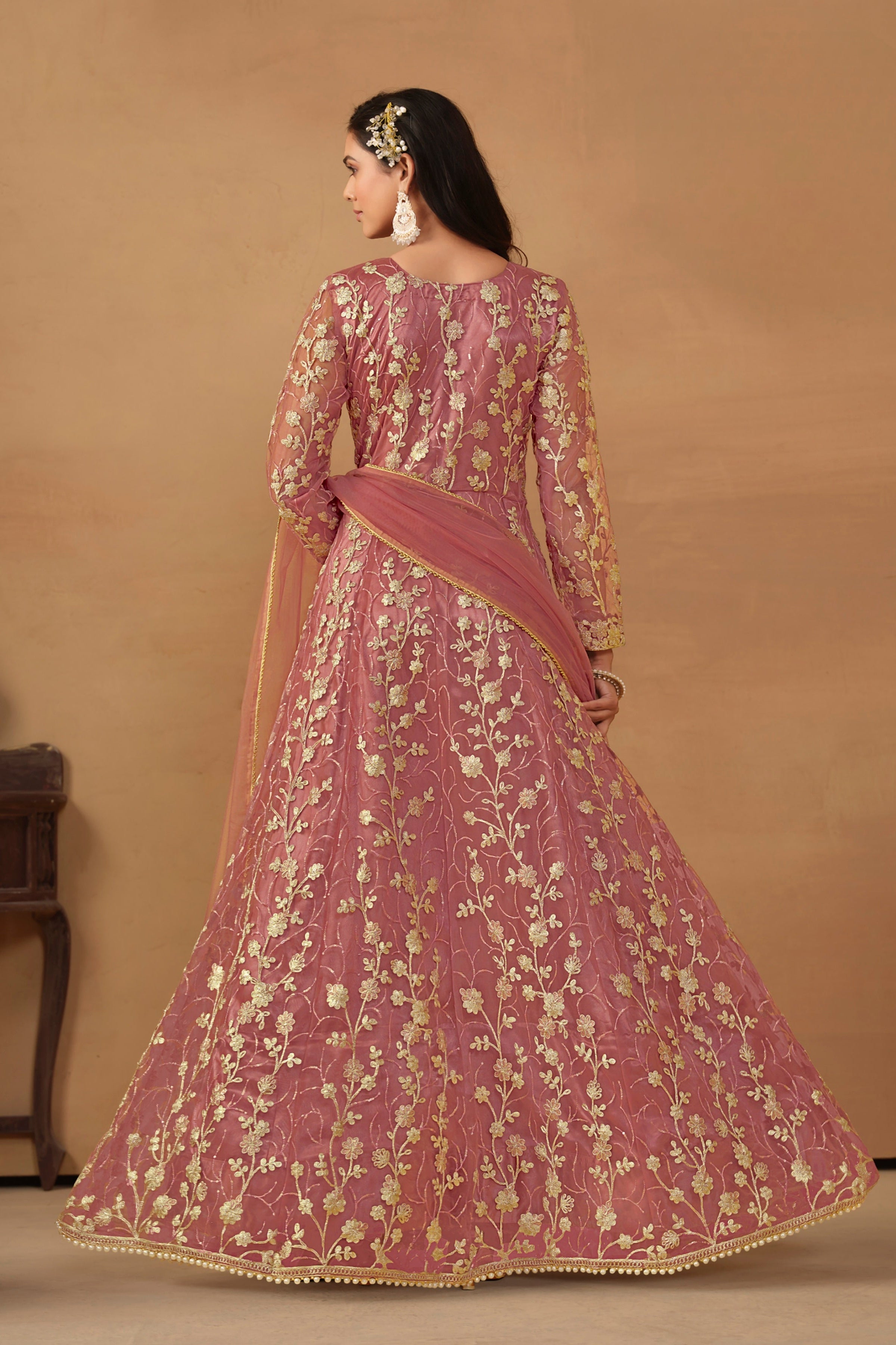 Satin Mist Floral design gown EAGW0065