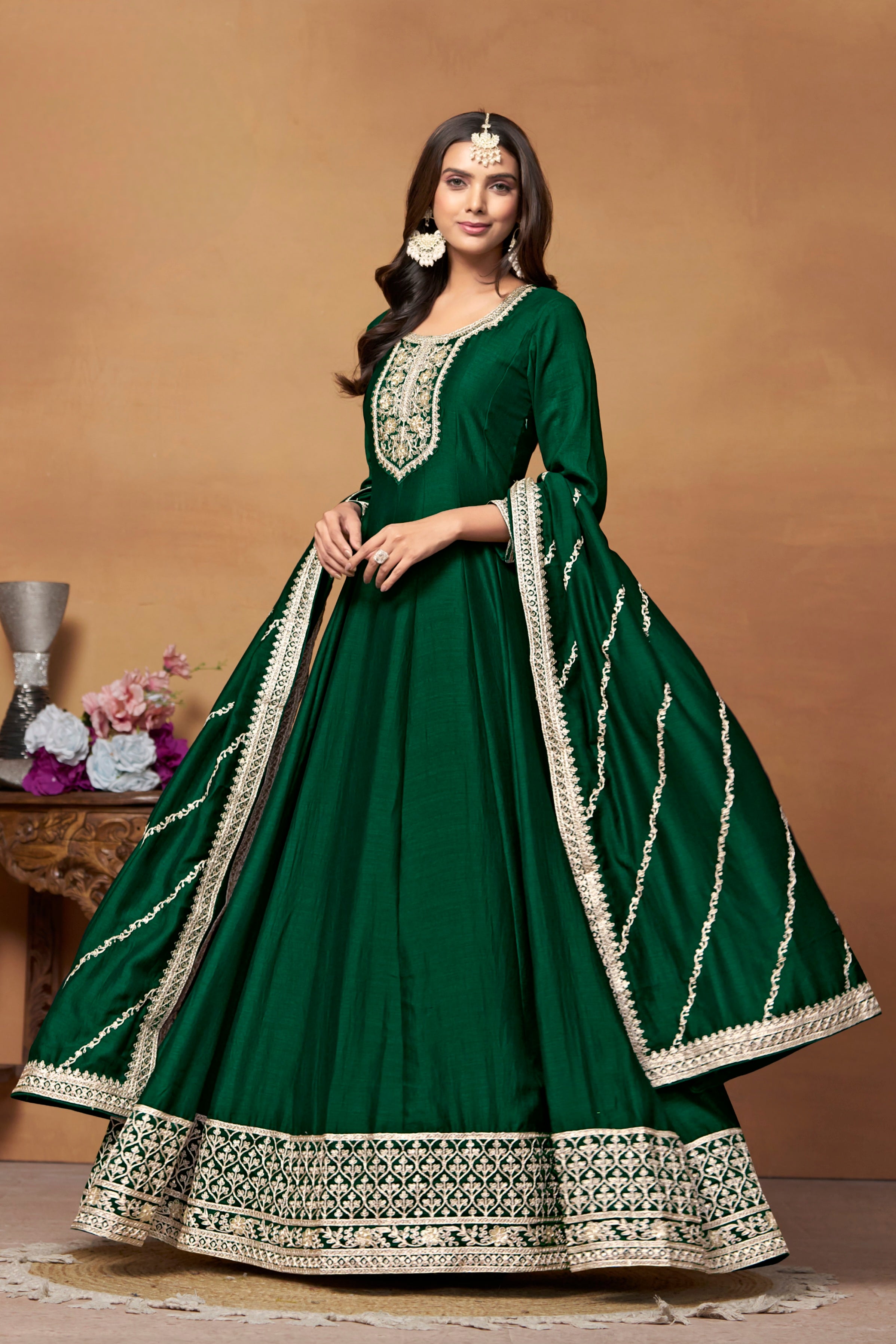 Silken Majesty Embroideried Gown EAGW0066