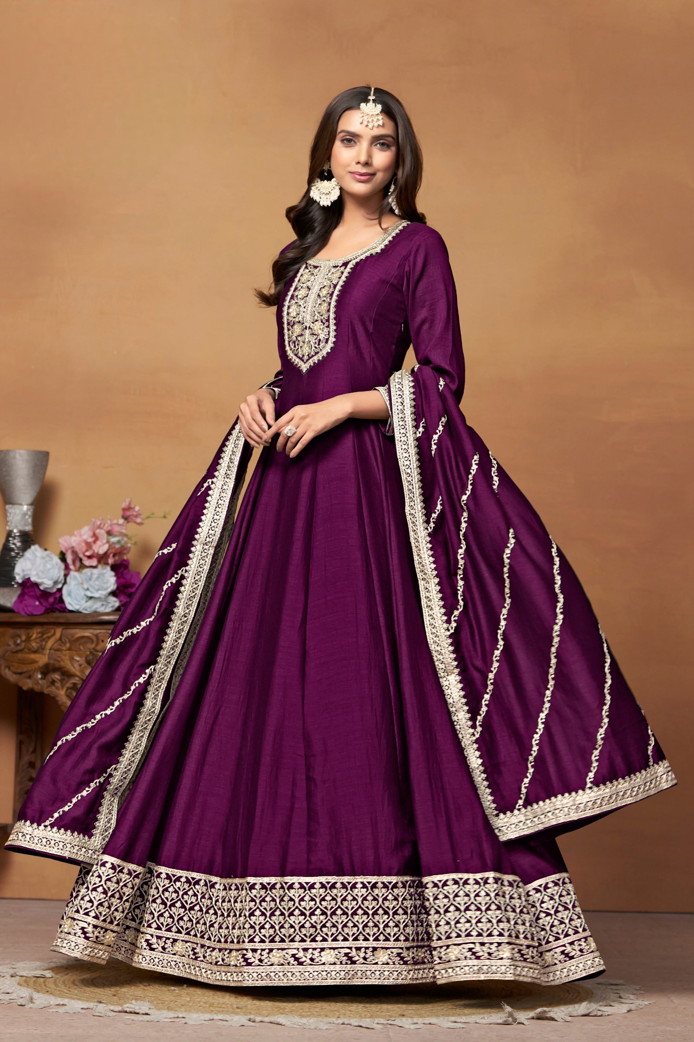 Silken Majesty Embroideried Gown EAGW0066
