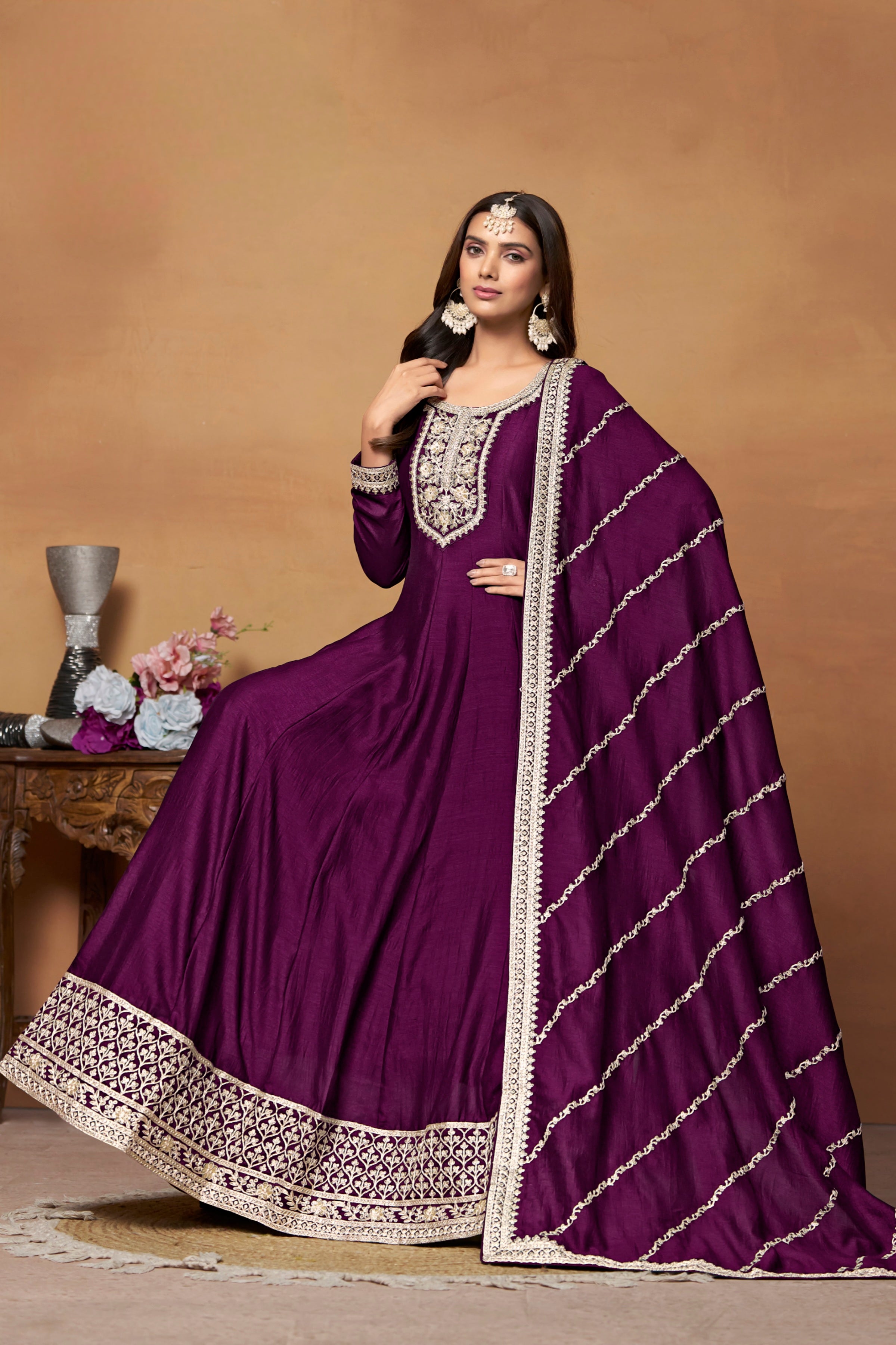 Silken Majesty Embroideried Gown EAGW0066