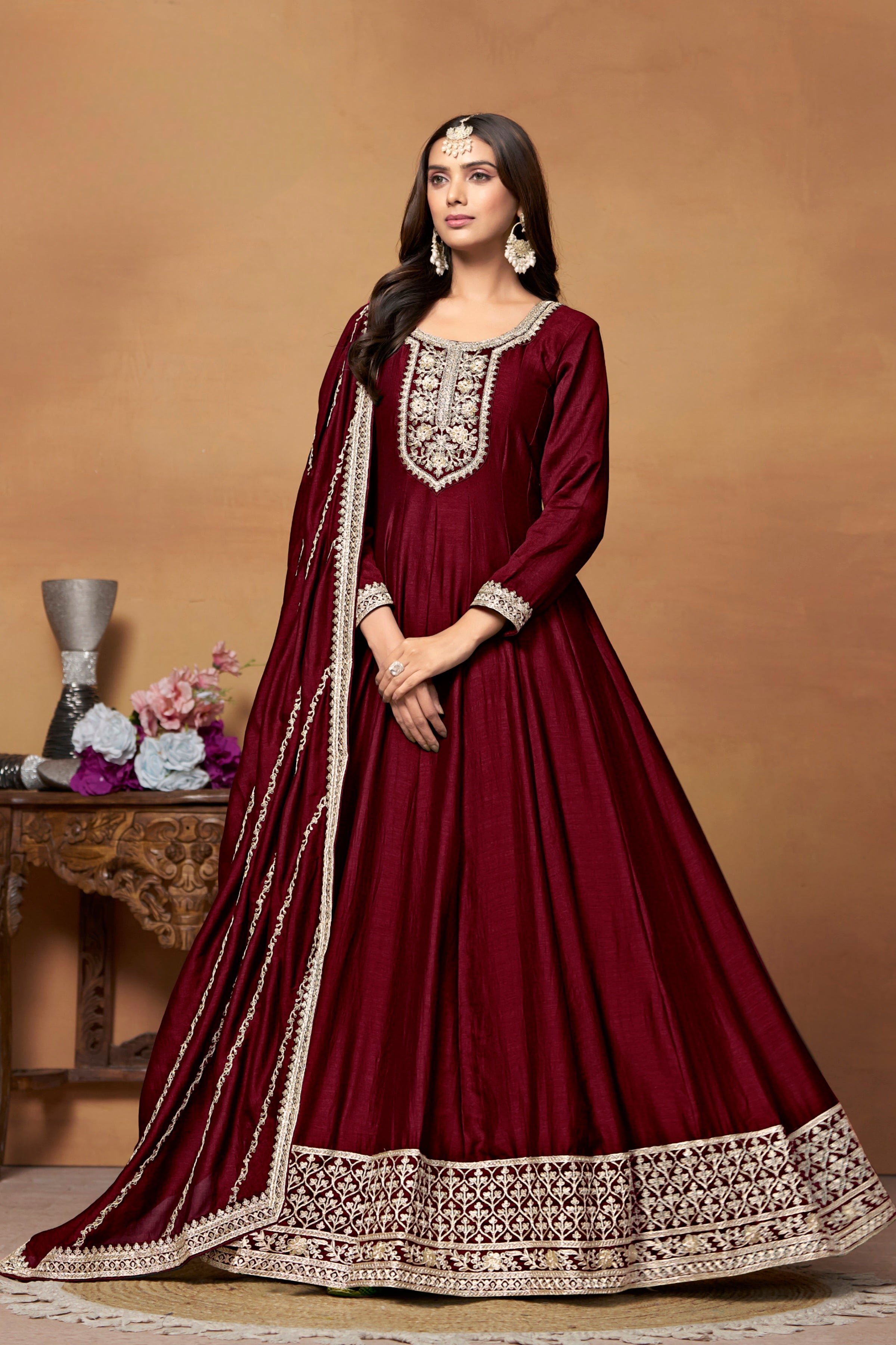 Silken Majesty Embroideried Gown EAGW0066