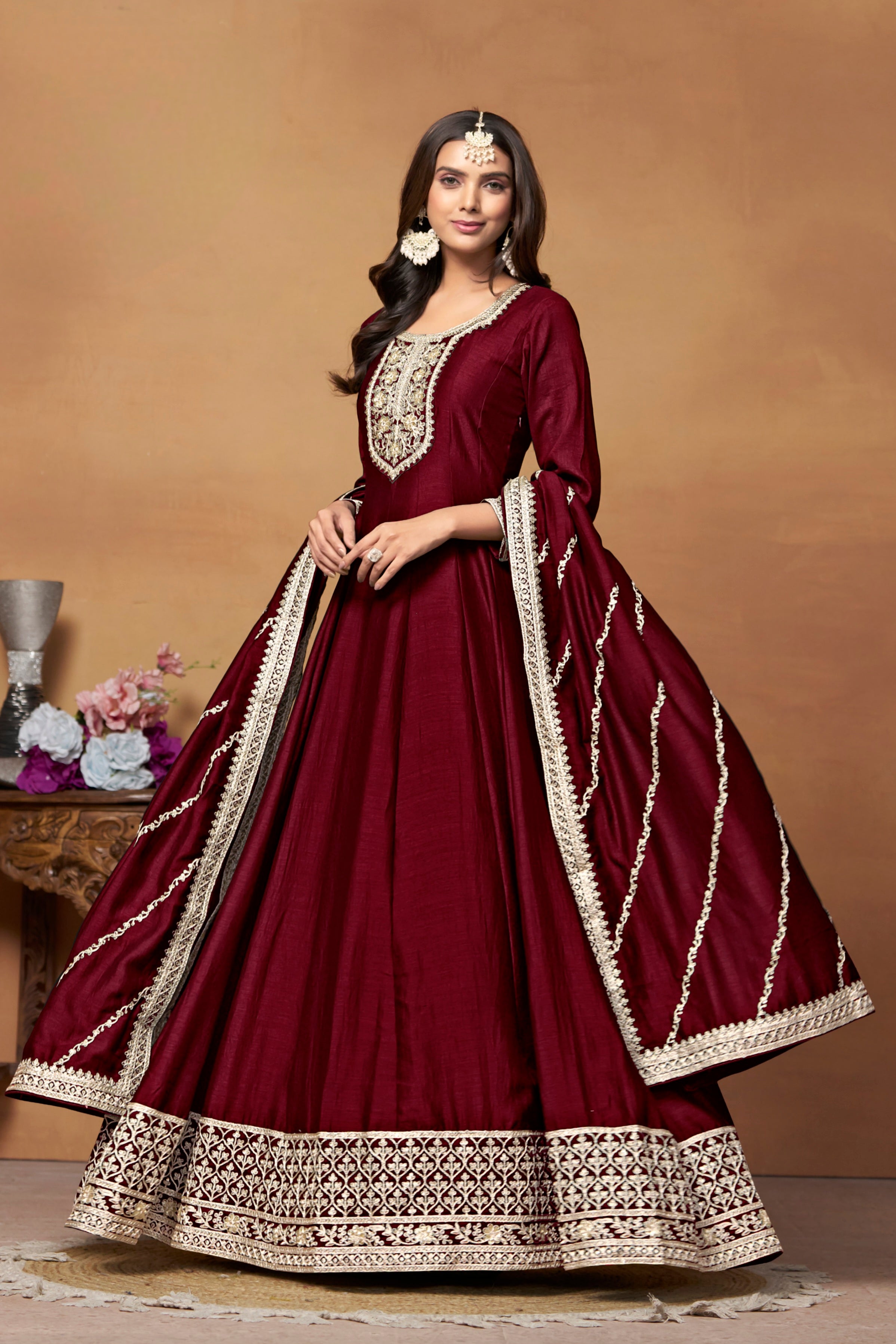 Silken Majesty Embroideried Gown EAGW0066