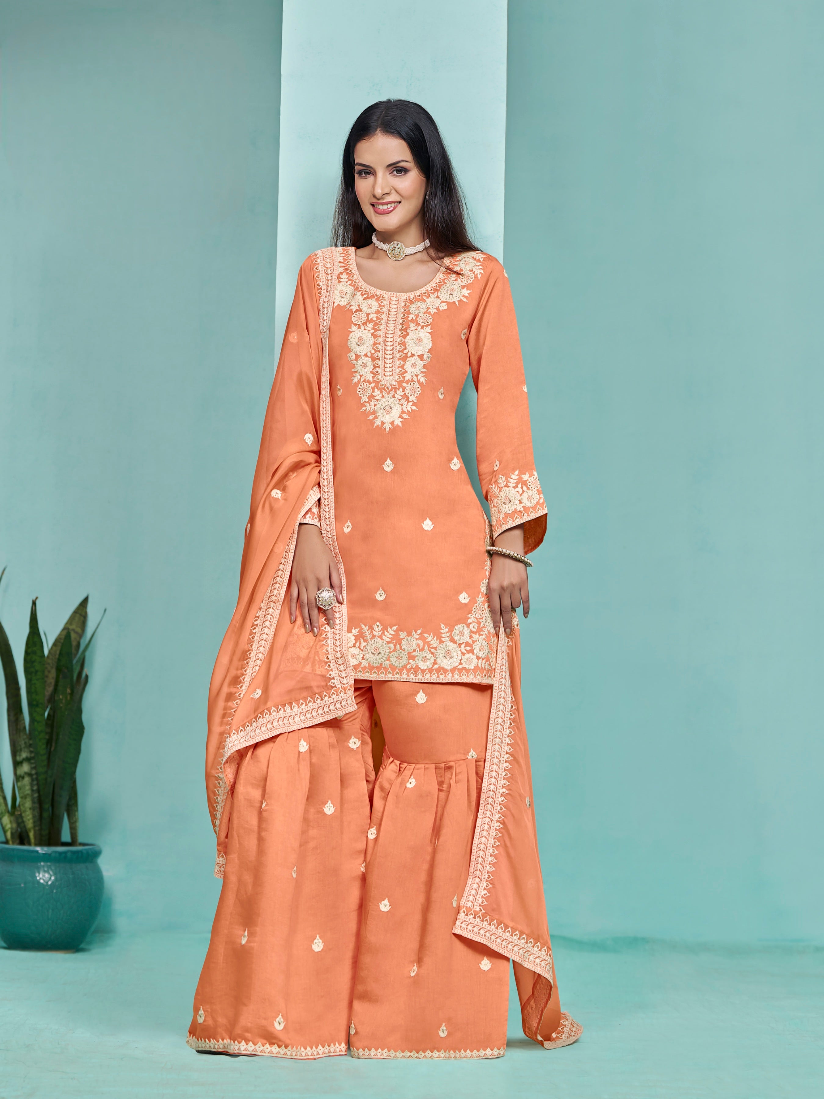 Roman silk Embroderied SHARARA EASR0063