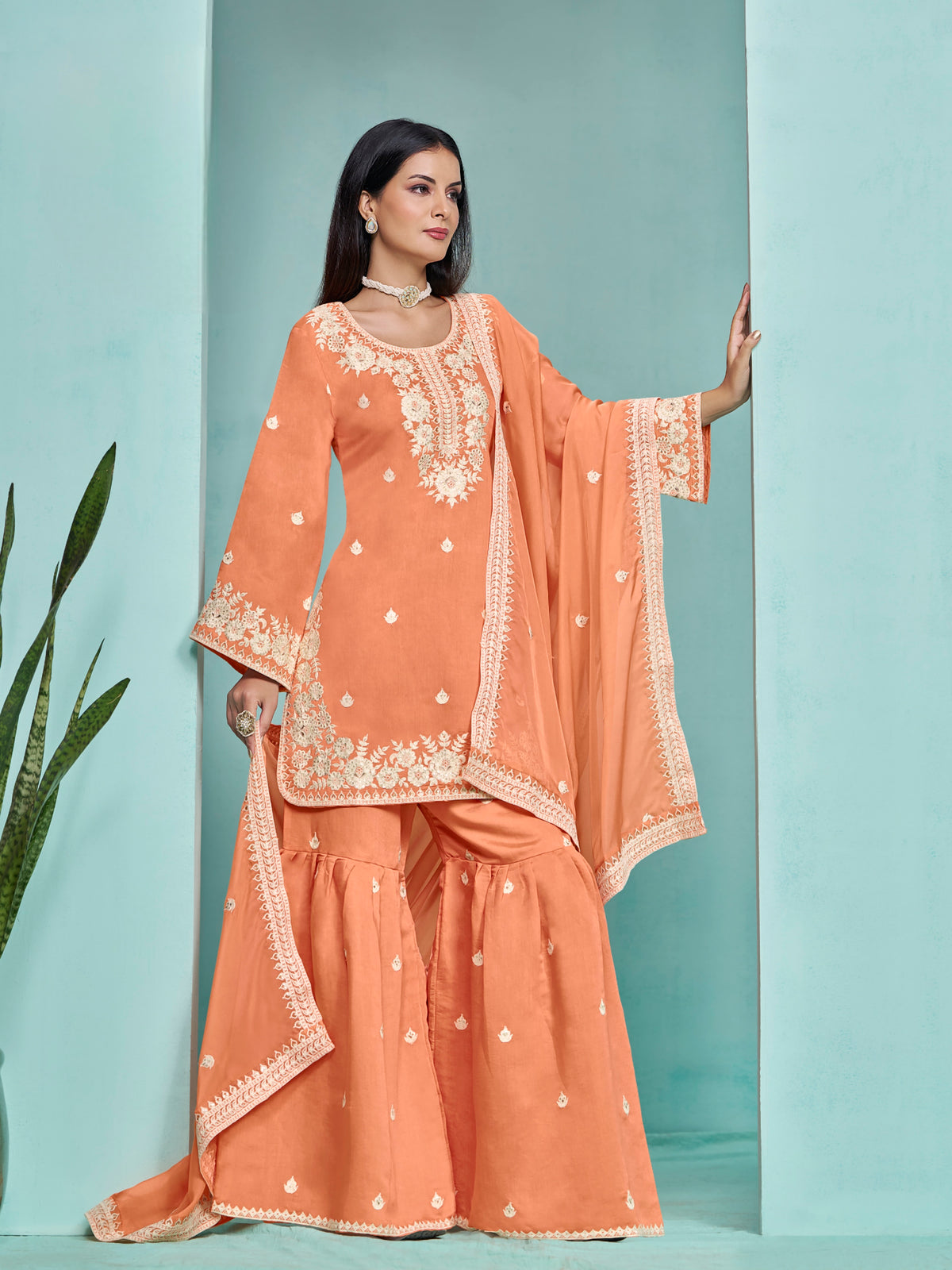 Roman silk Embroderied SHARARA EASR0063