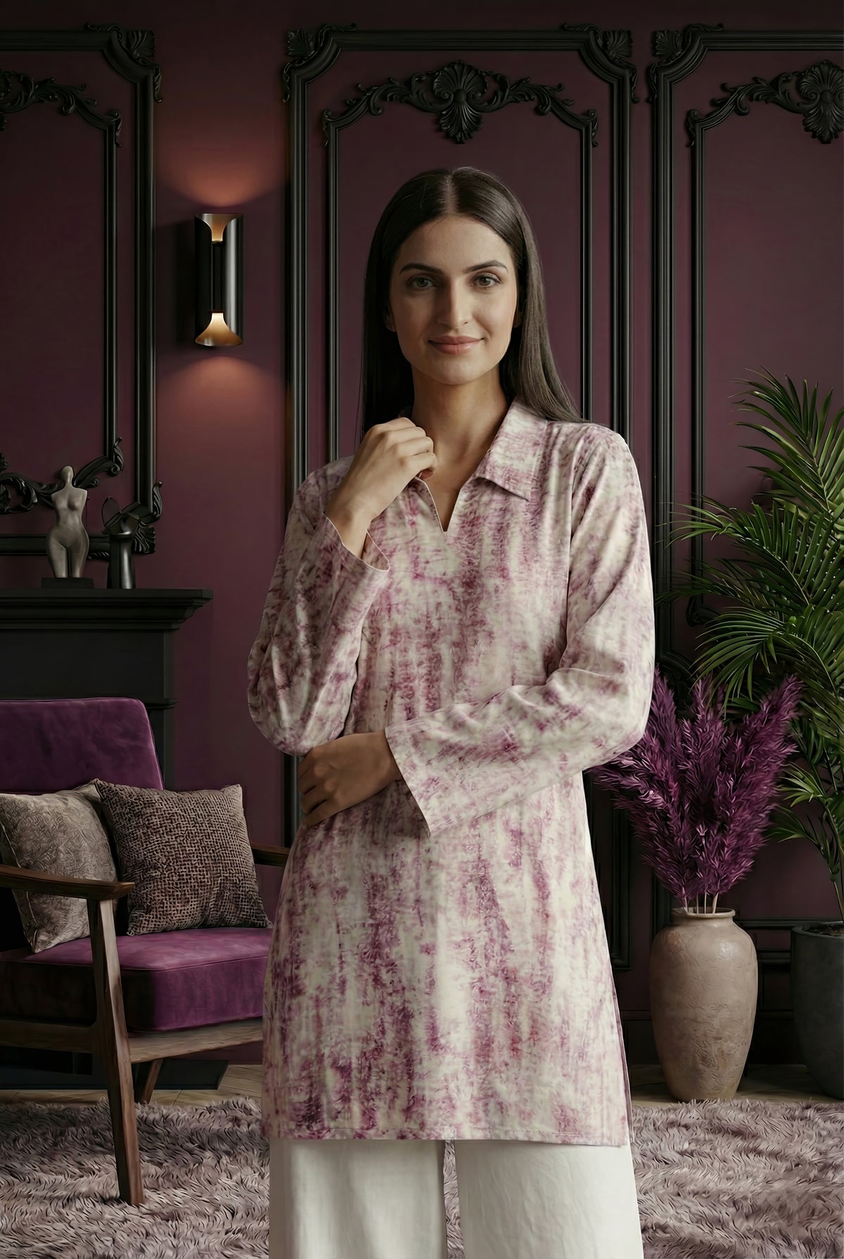 Purple Pure Cotton Printed Co-Ord Set Co-Ord Set CD0015