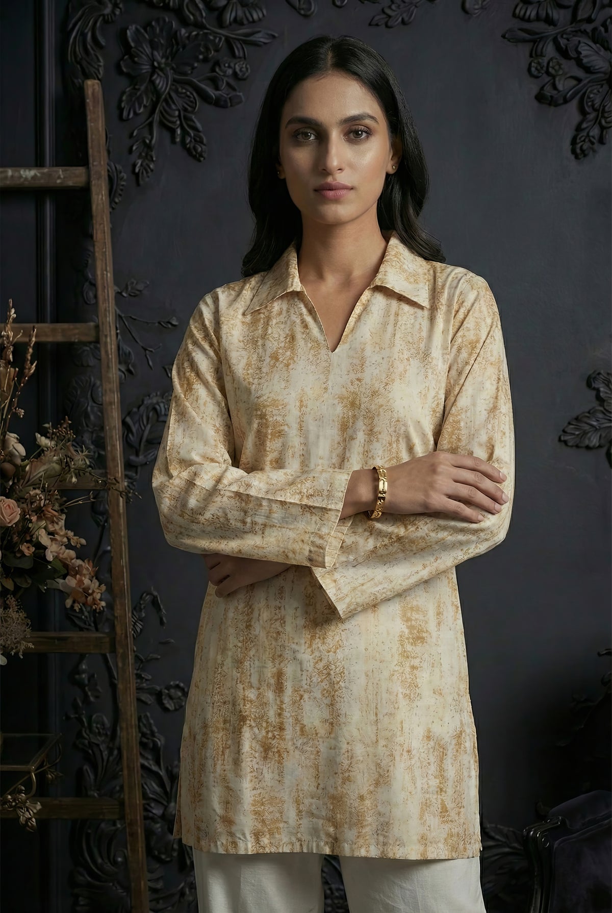 Gold Pure Cotton Printed Co-Ord Set CD0018