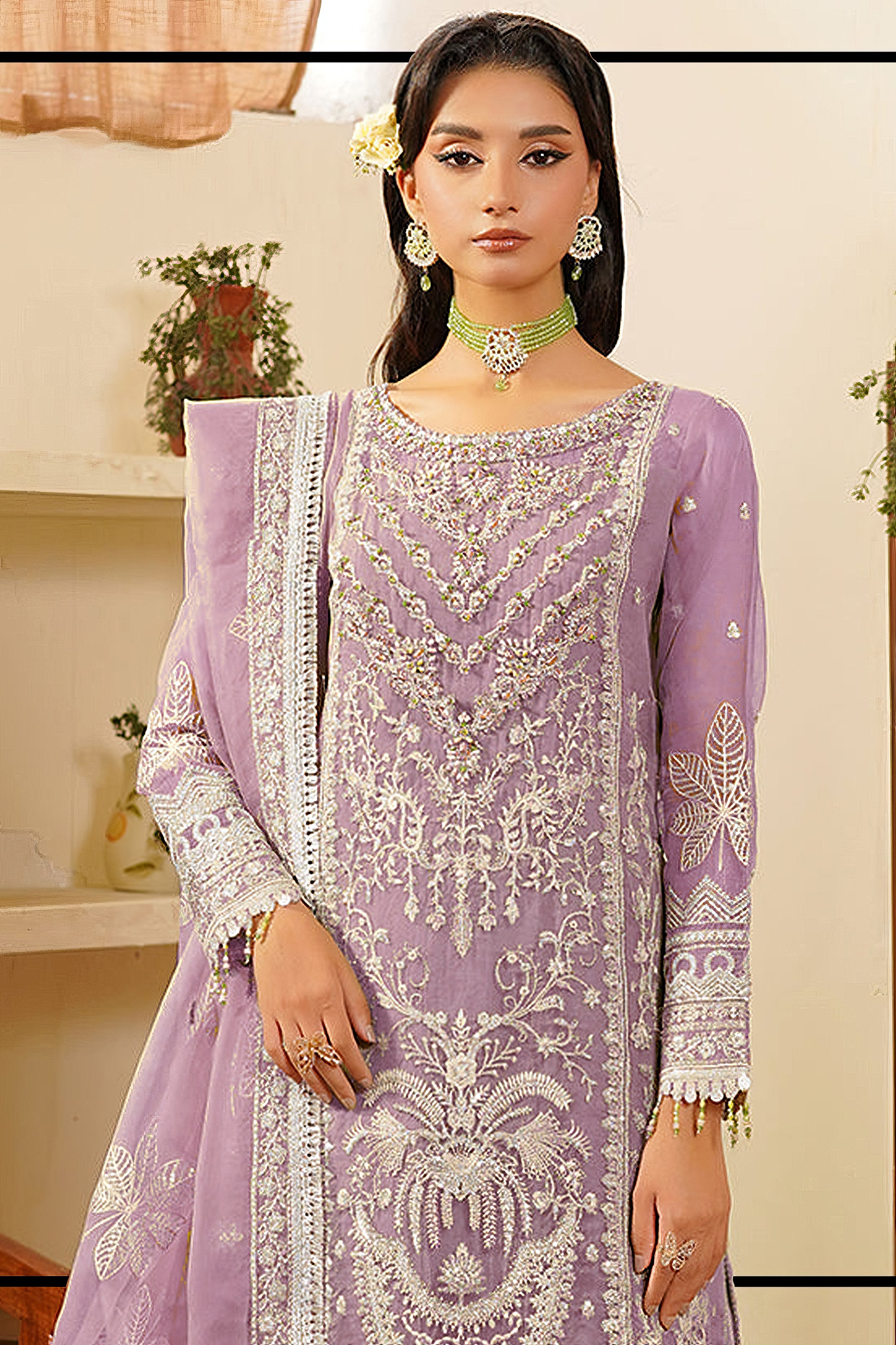 Organza Aura Embroidered Pakistani suit LXPK0032