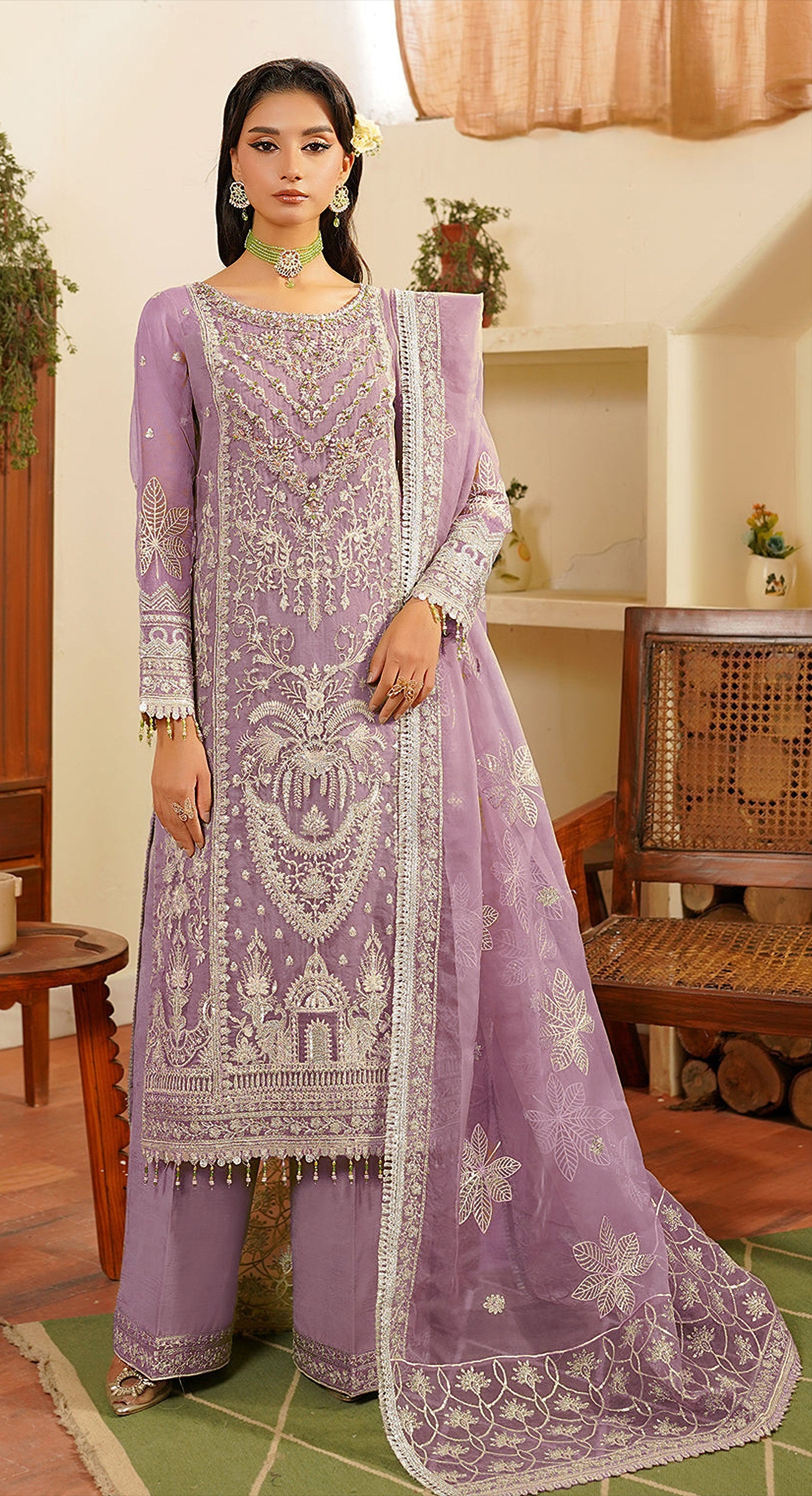 Organza Aura Embroidered Pakistani suit LXPK0032