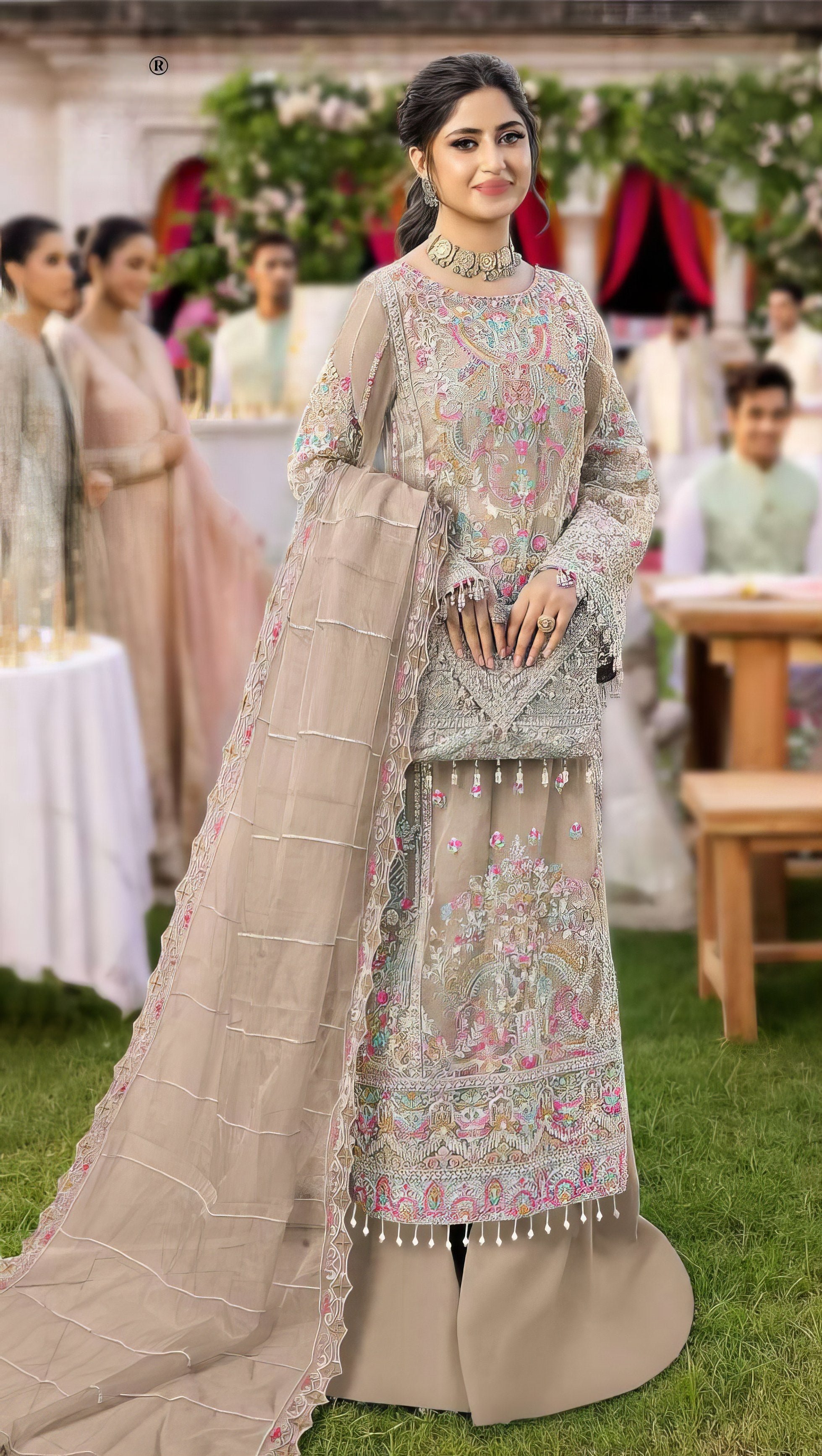 Sheer Radiance Embroidered Pakistani suit LXPK0033
