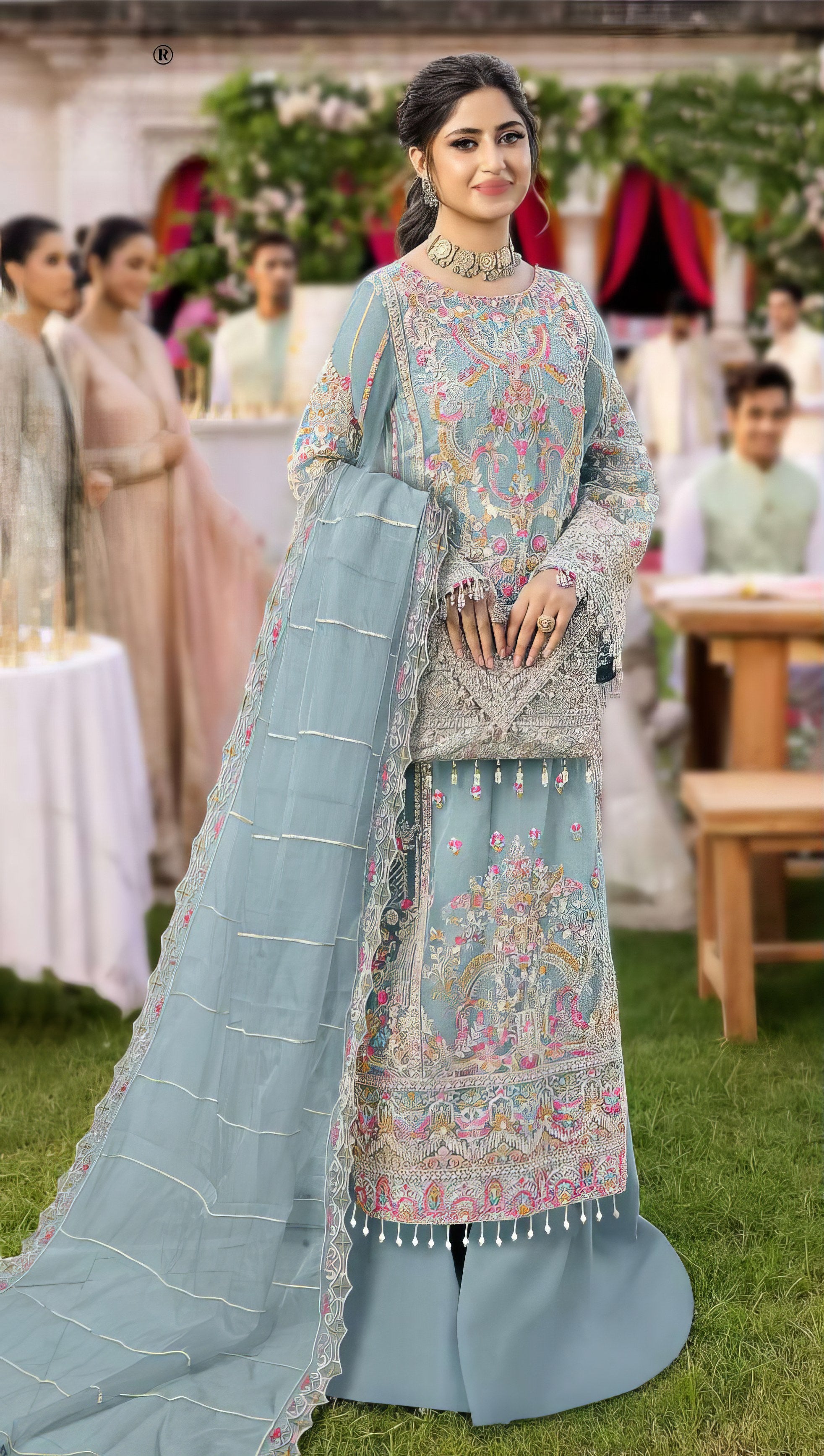 Sheer Radiance Embroidered Pakistani suit LXPK0033