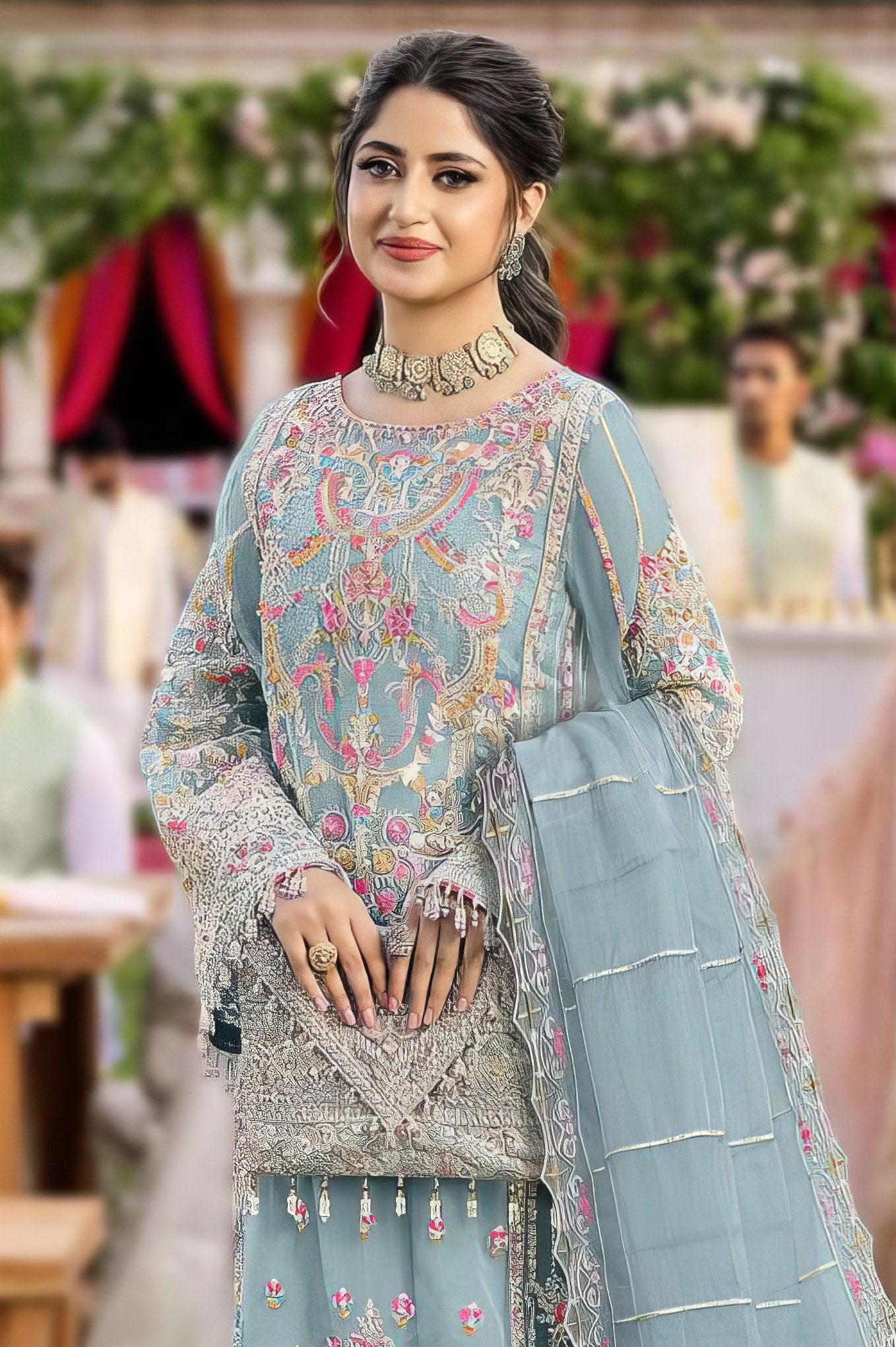 Sheer Radiance Embroidered Pakistani suit LXPK0033