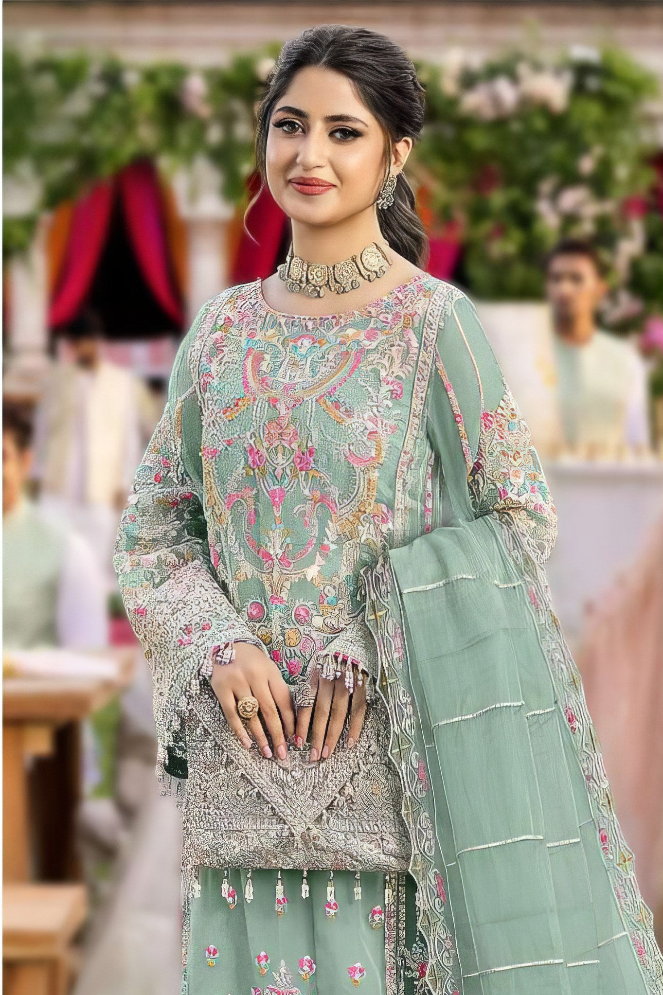 Sheer Radiance Embroidered Pakistani suit LXPK0033