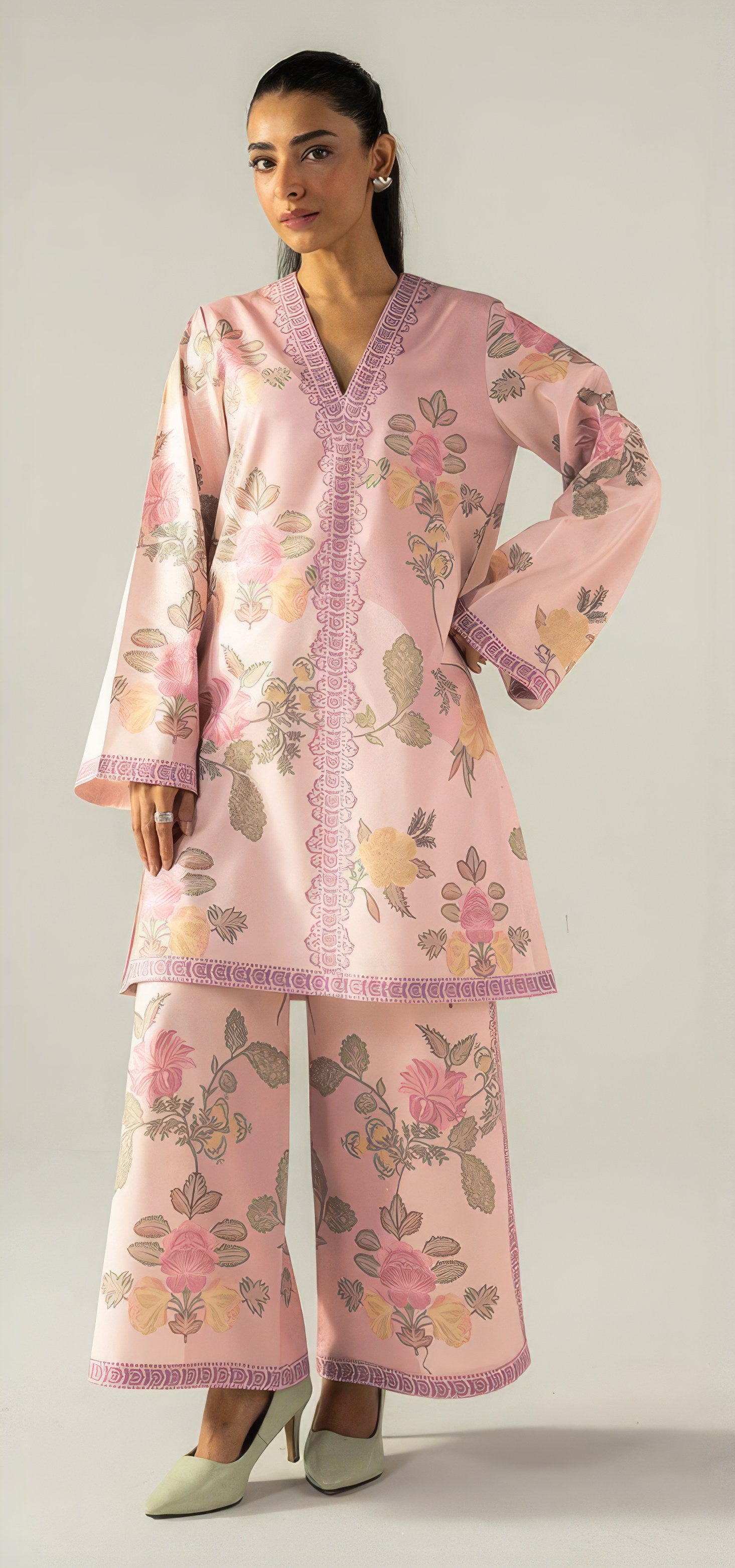 Pink Colour Floral Printed CO'ORD SET CD0006