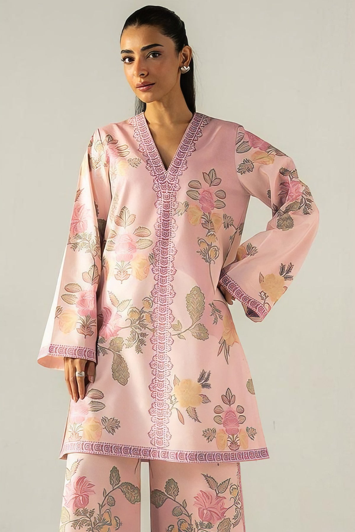 Pink Colour Floral Printed CO'ORD SET CD0006