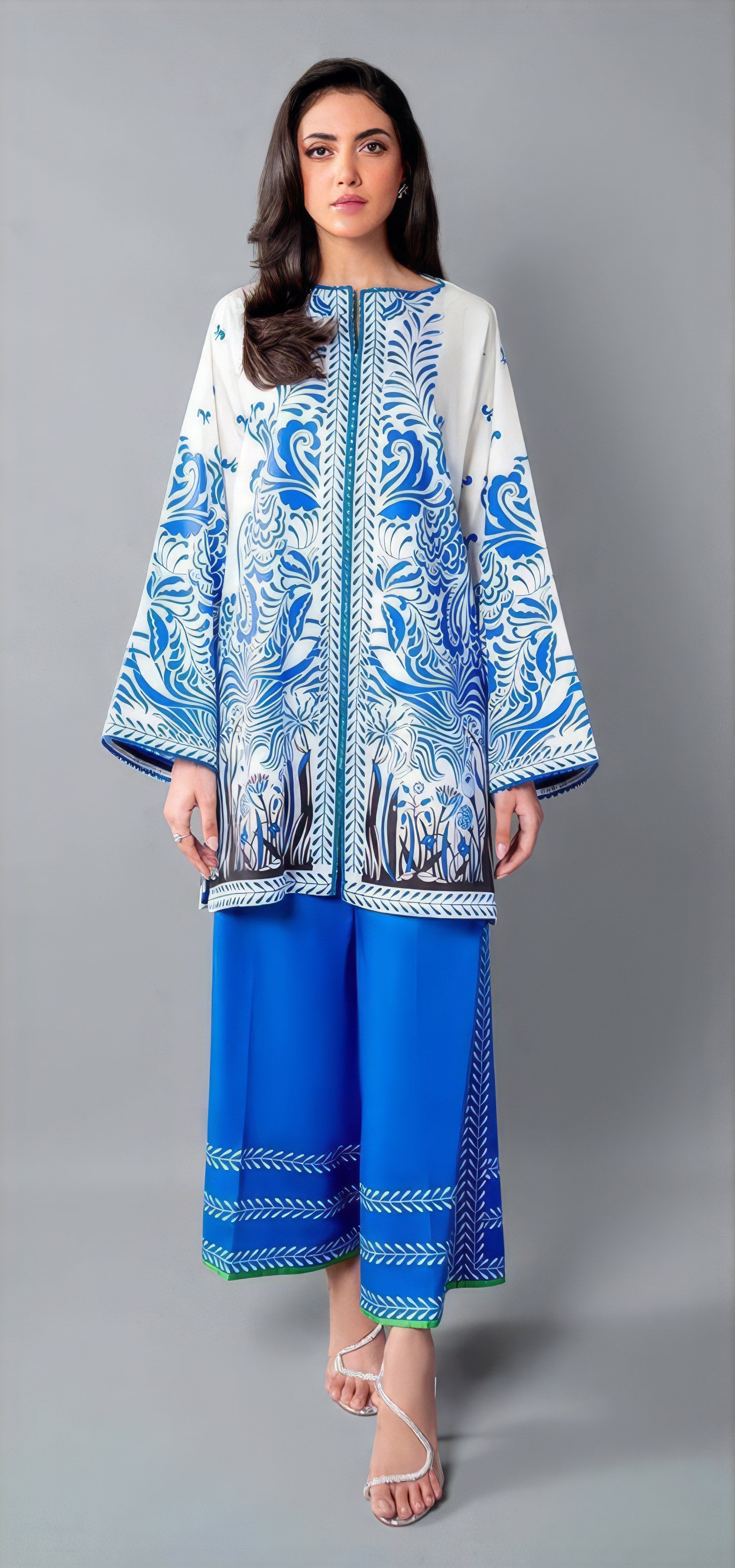 Sky blue & White Printed CO'ORD SET CD0005