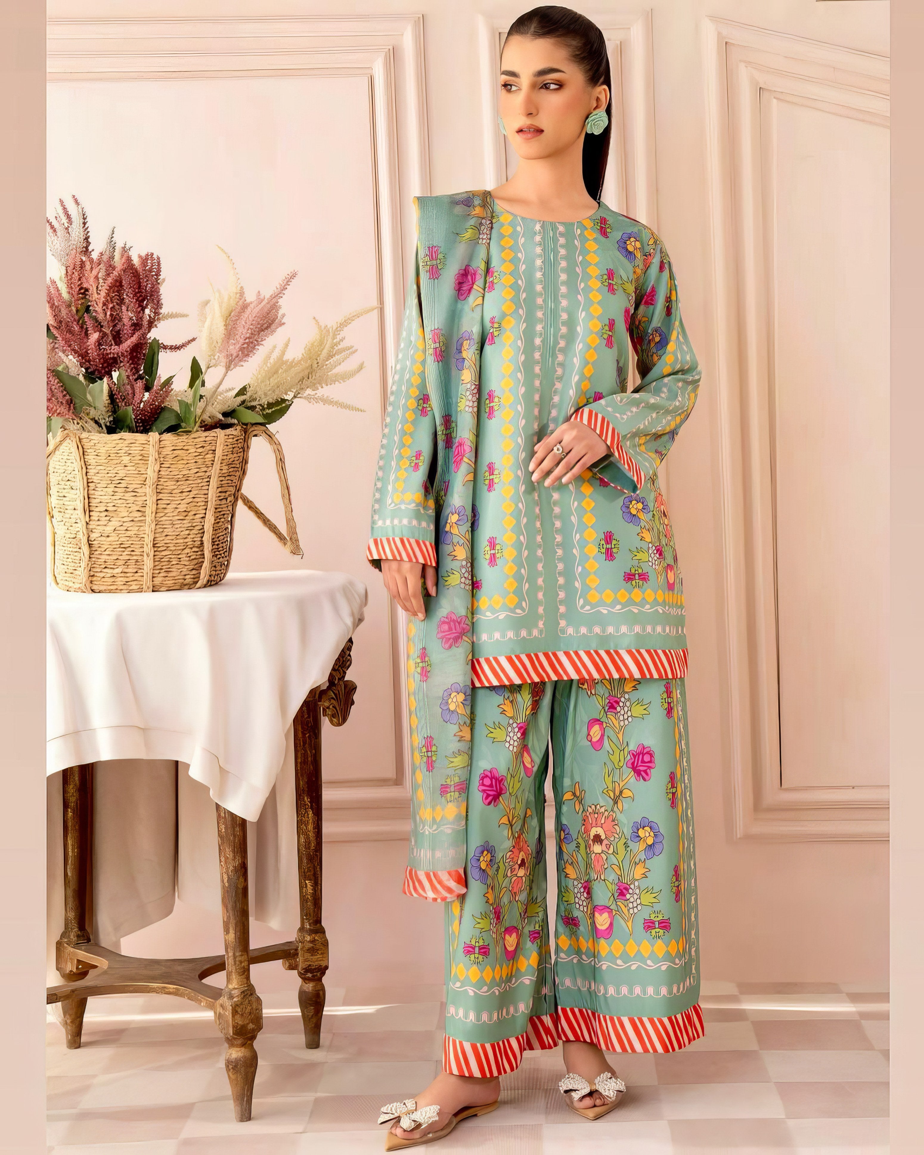 Pur Natural Crepe With Digital Print With Sleeves CO'ORD SET CD0025