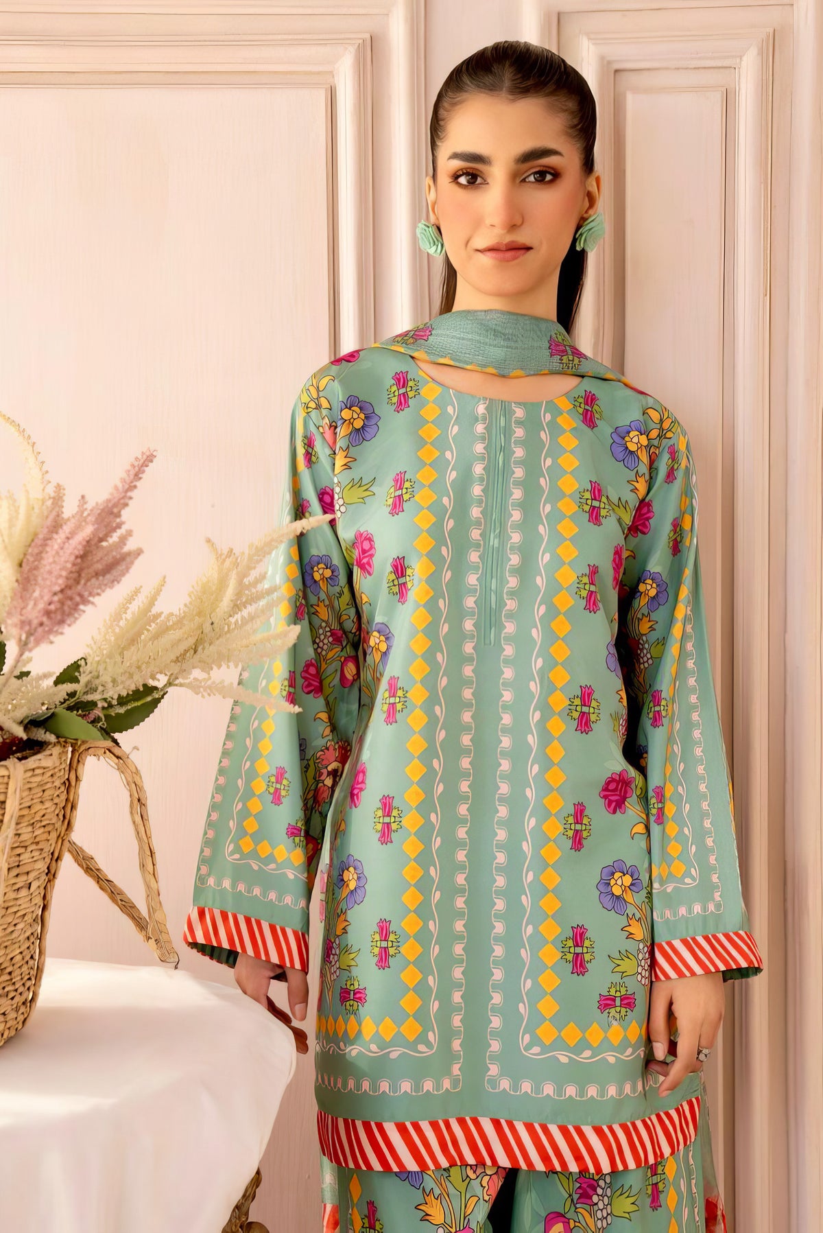 Pur Natural Crepe With Digital Print With Sleeves CO'ORD SET CD0025