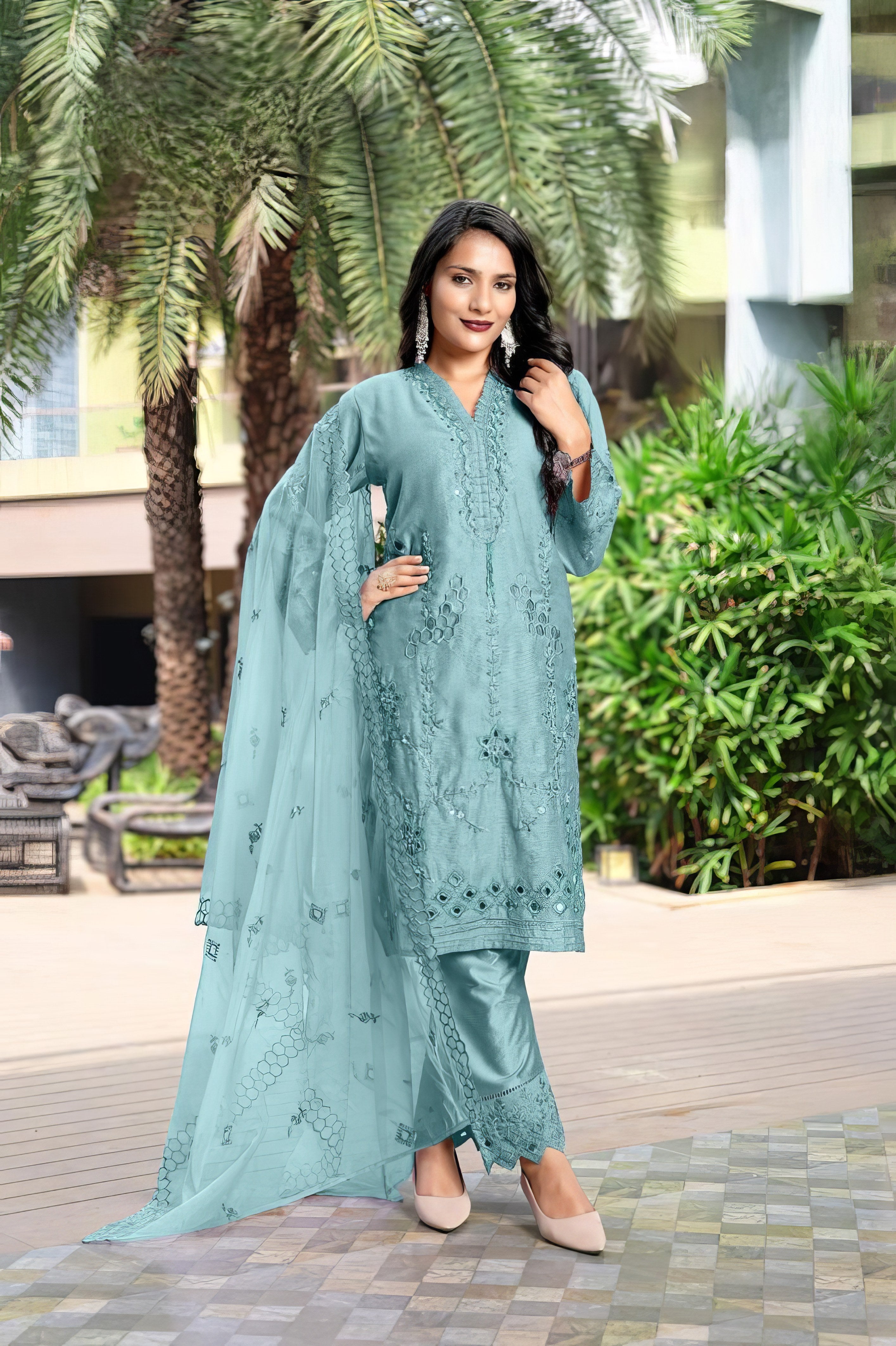 Zehra Embroidered Lee Silk Pakistani Suit LXPK0071