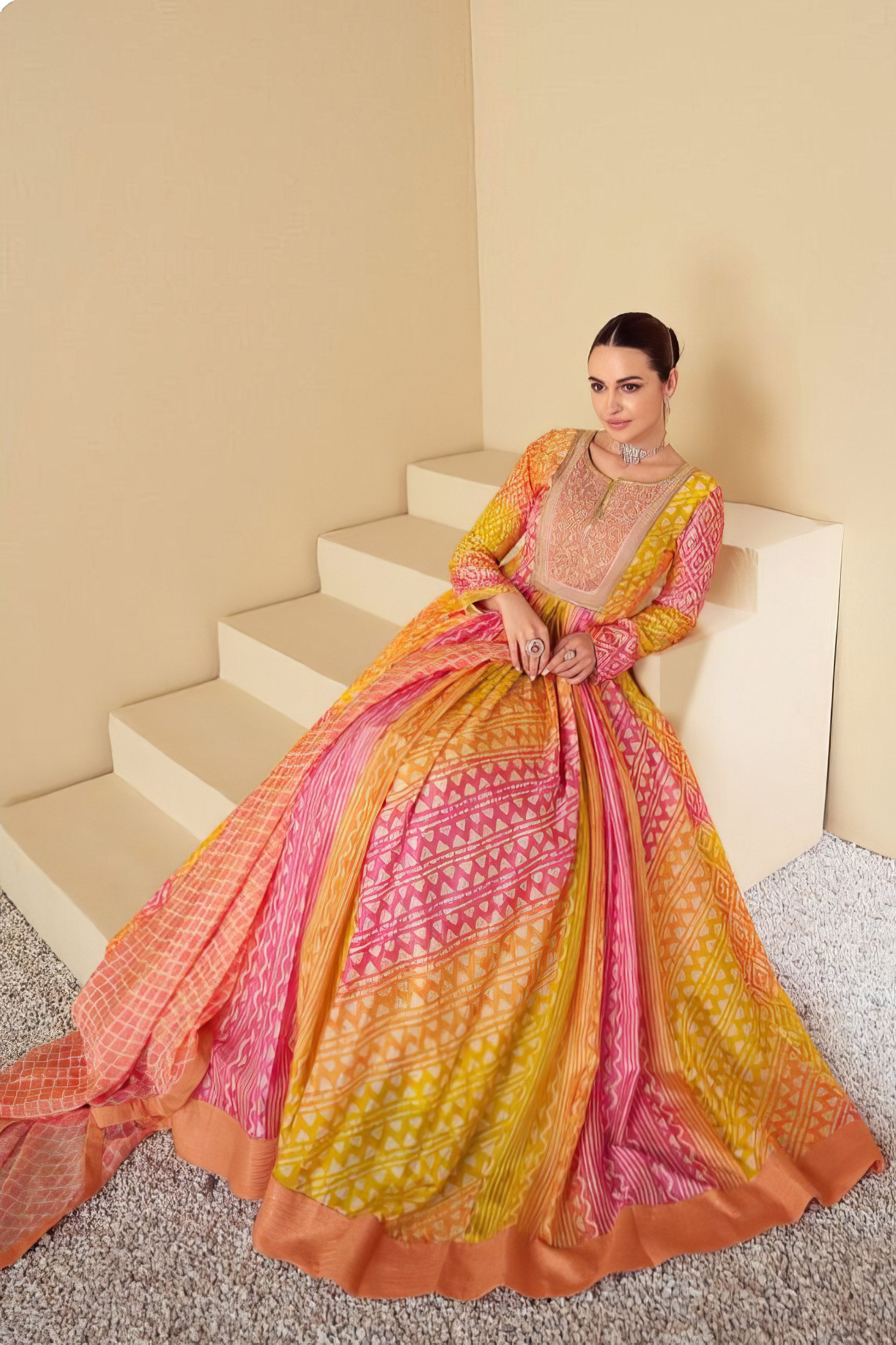 Real Muslin Digital Printed Gown LXGW0042