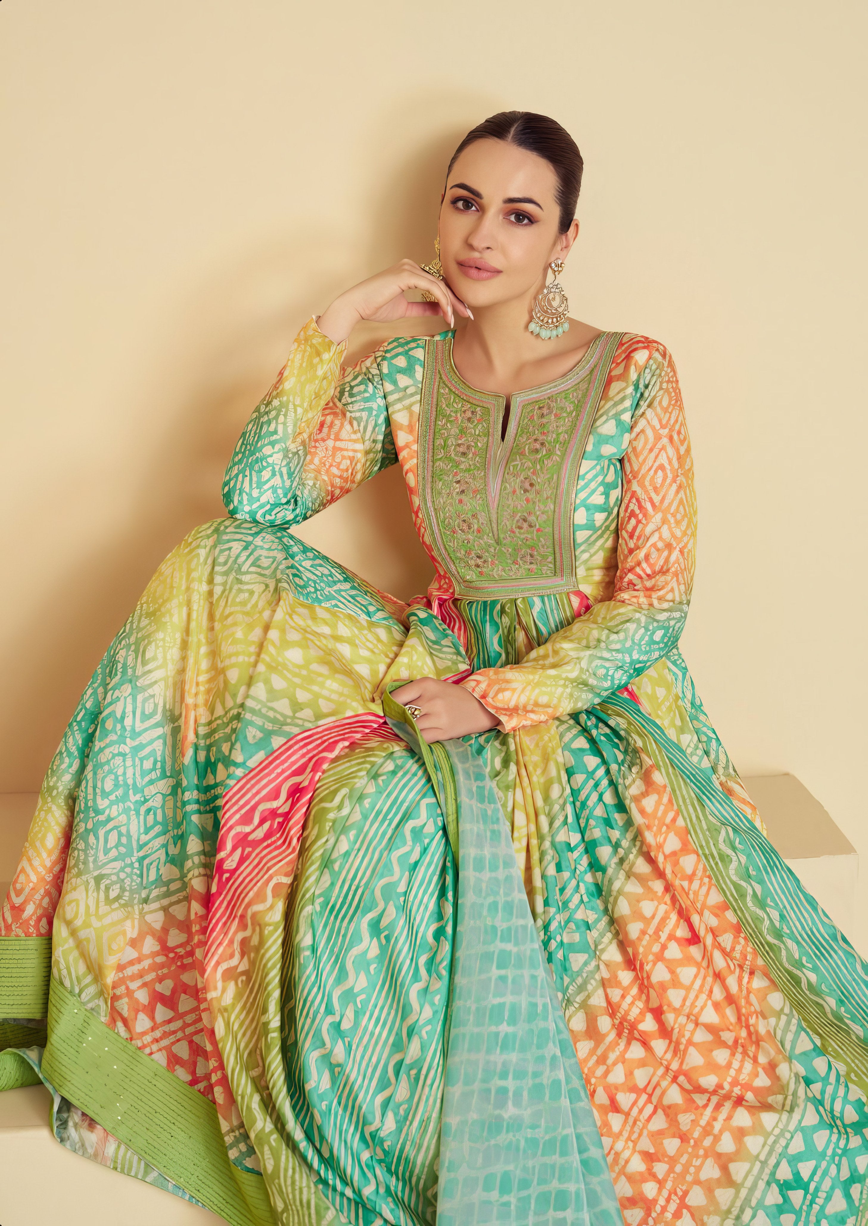 Real Muslin Digital Printed Gown LXGW0042