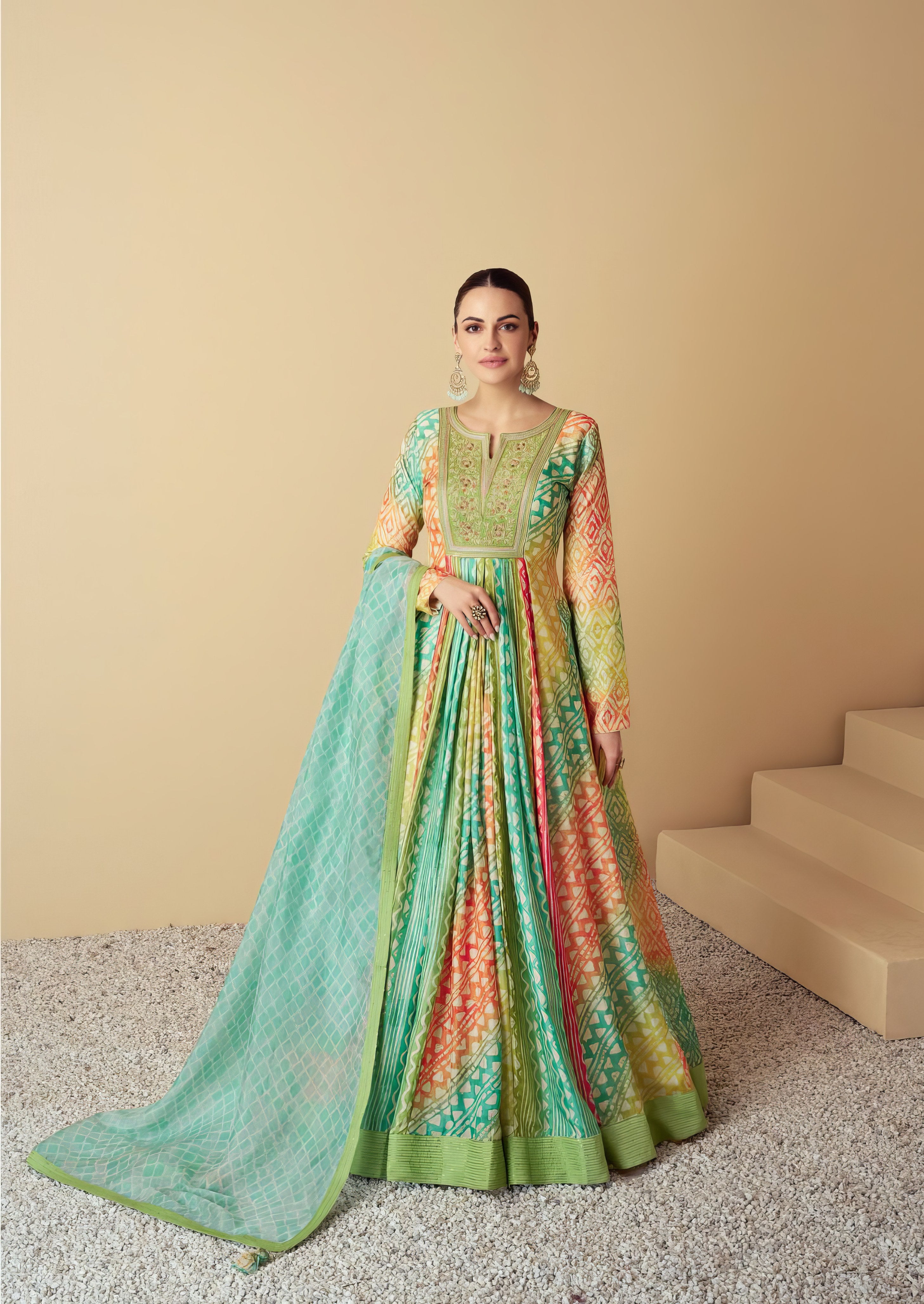 Real Muslin Digital Printed Gown LXGW0042