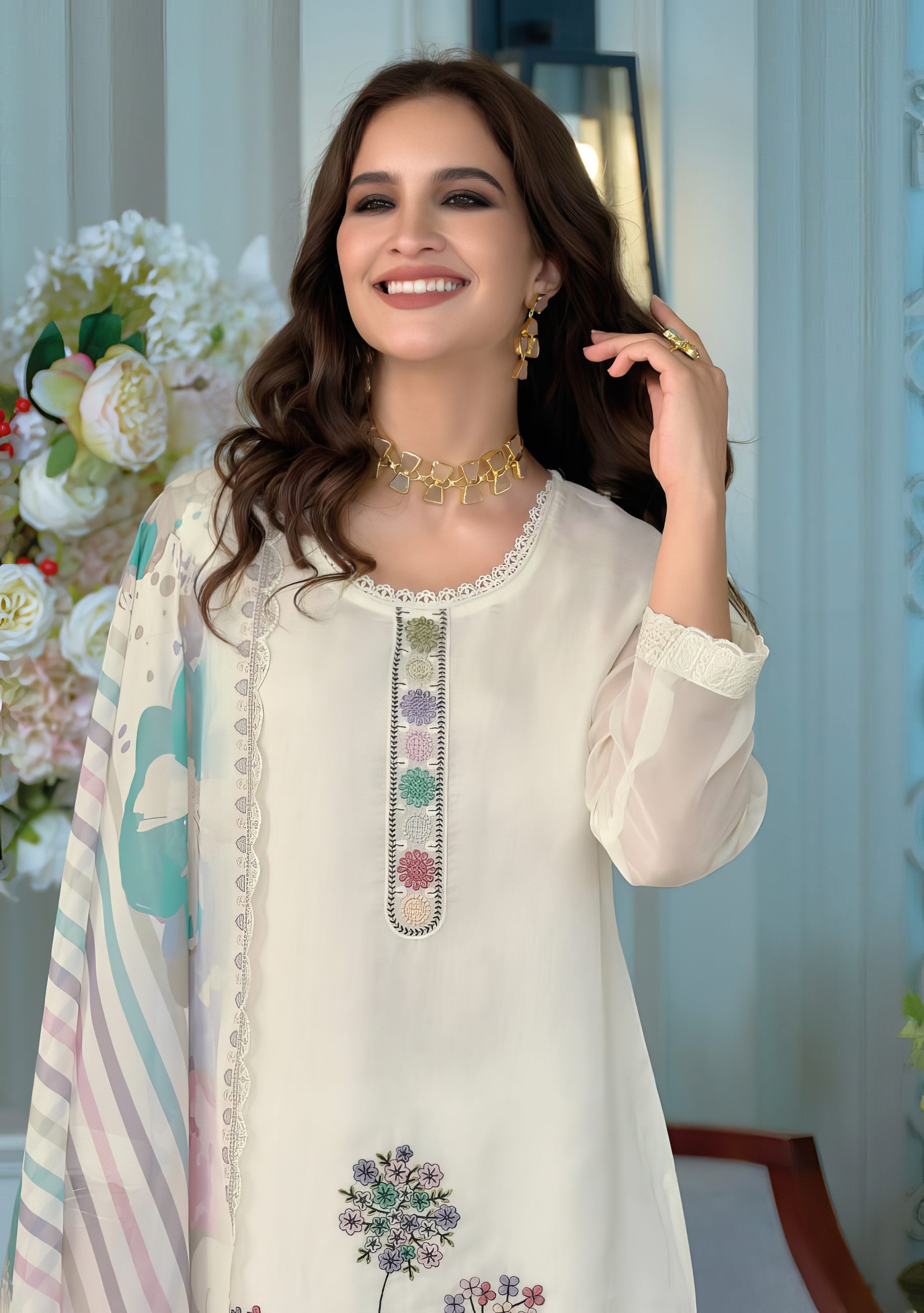 Noor Organza Embroidered Pakistani Suit LXPK0078
