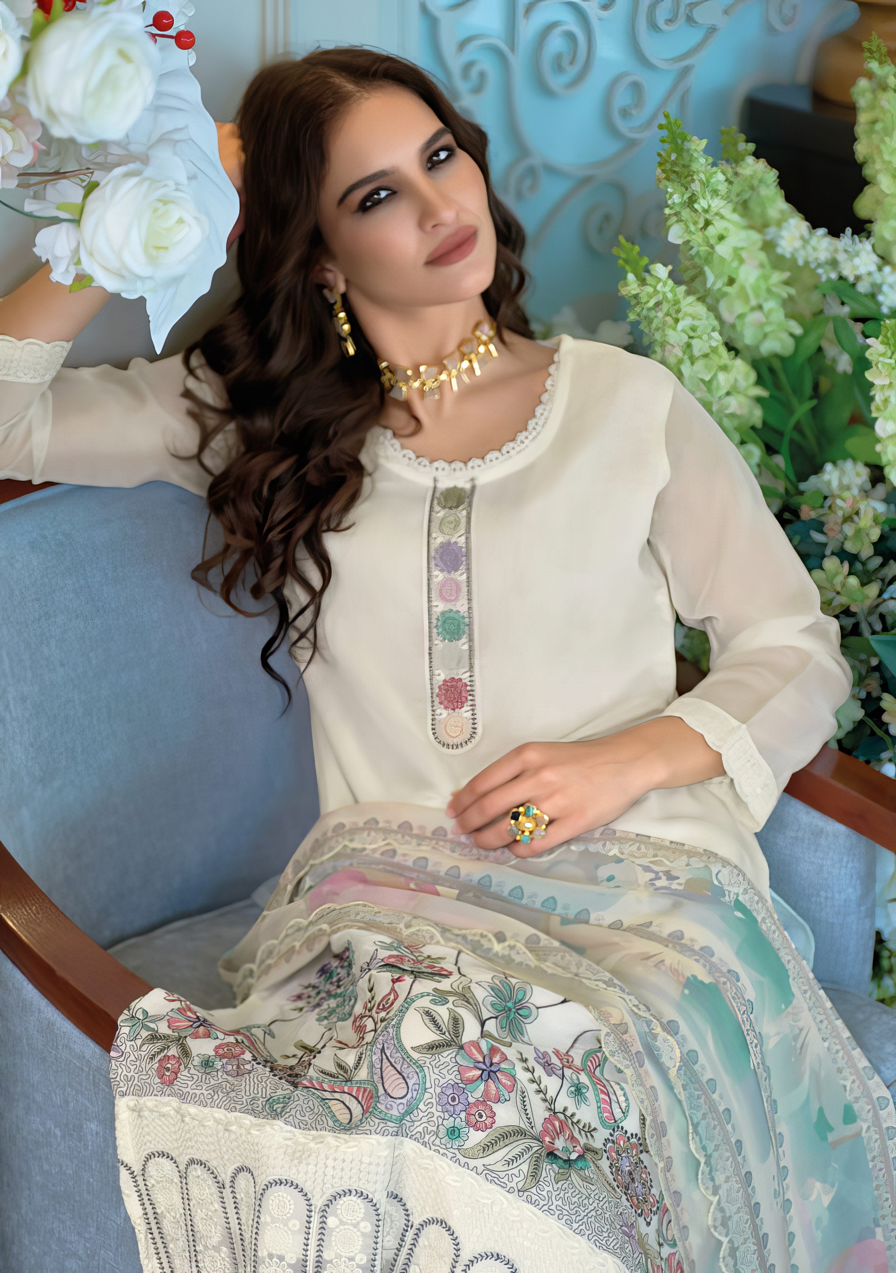 Noor Organza Embroidered Pakistani Suit LXPK0078