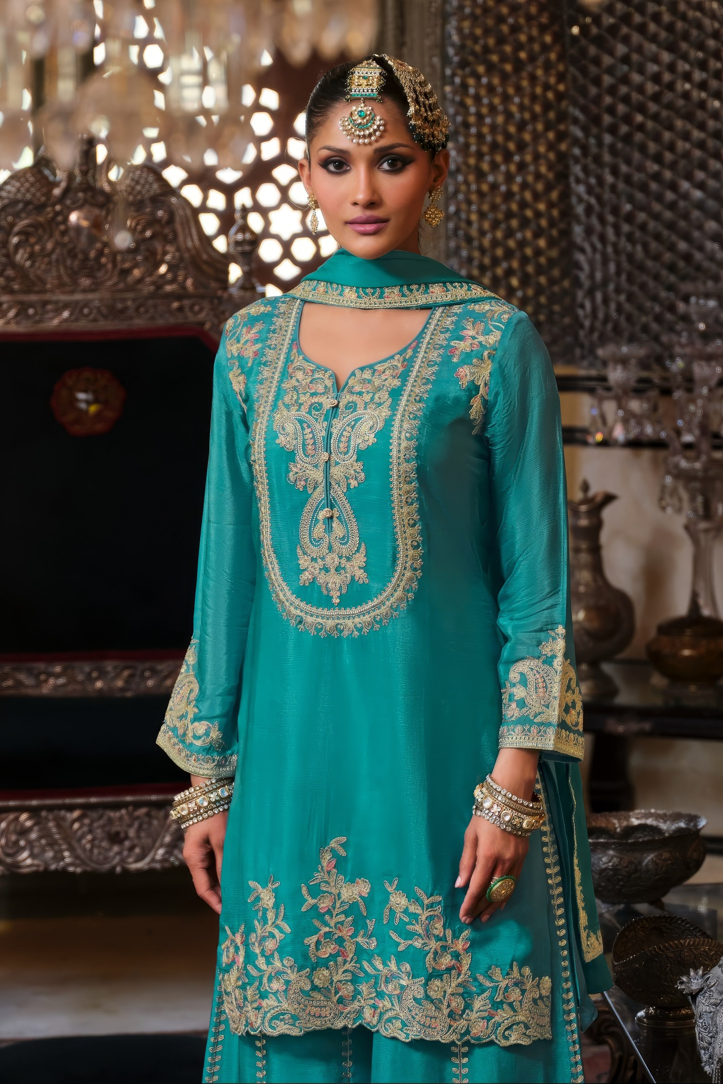 Embroidered Charm Sharara LXSR0093