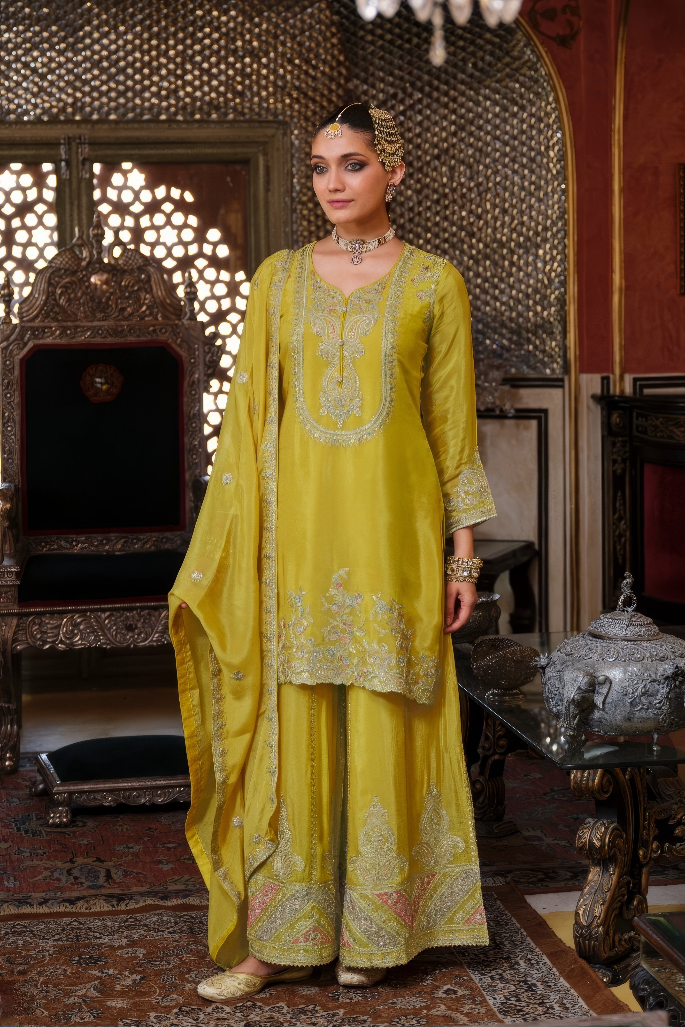 Embroidered Charm Sharara LXSR0093