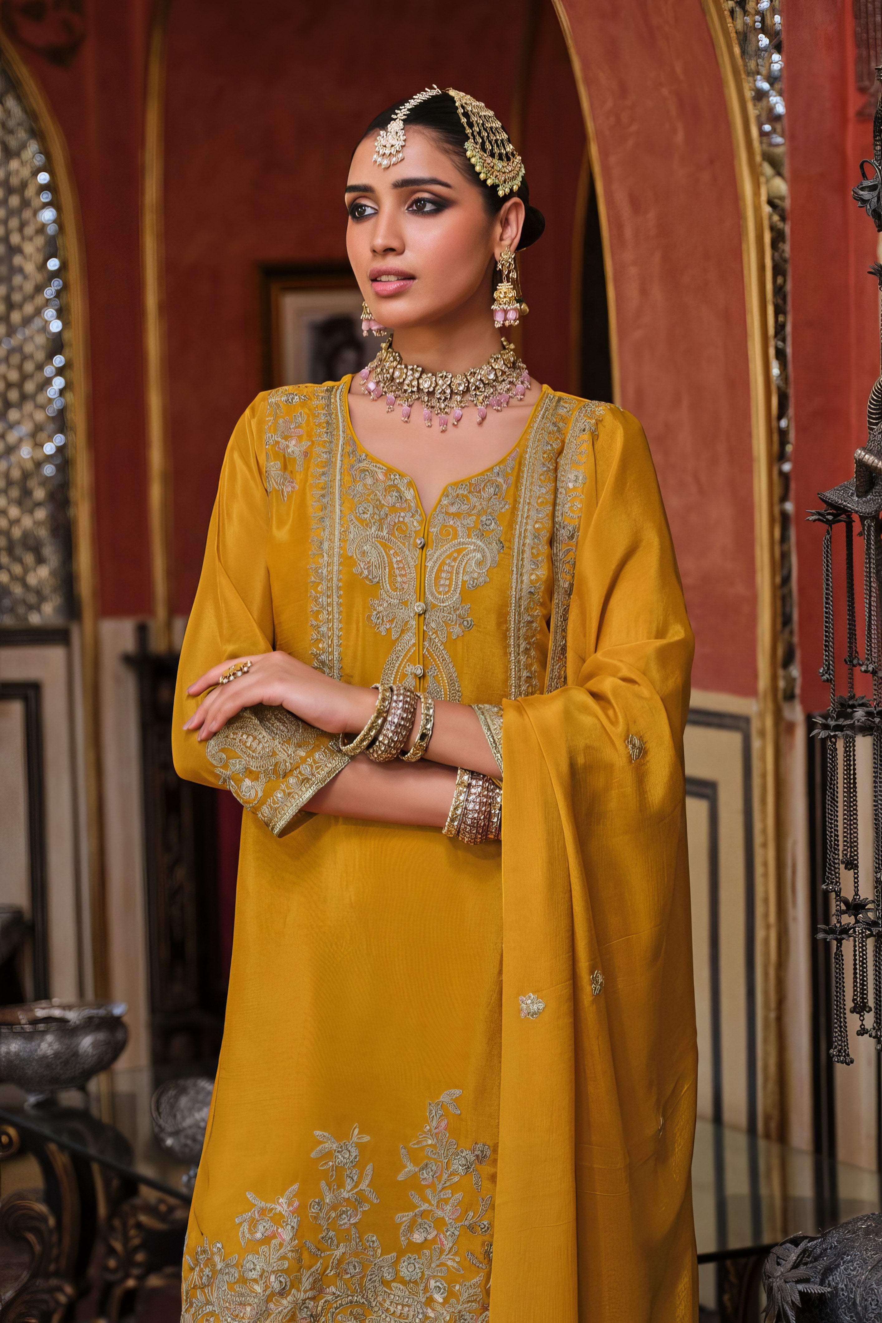 Embroidered Charm Sharara LXSR0093