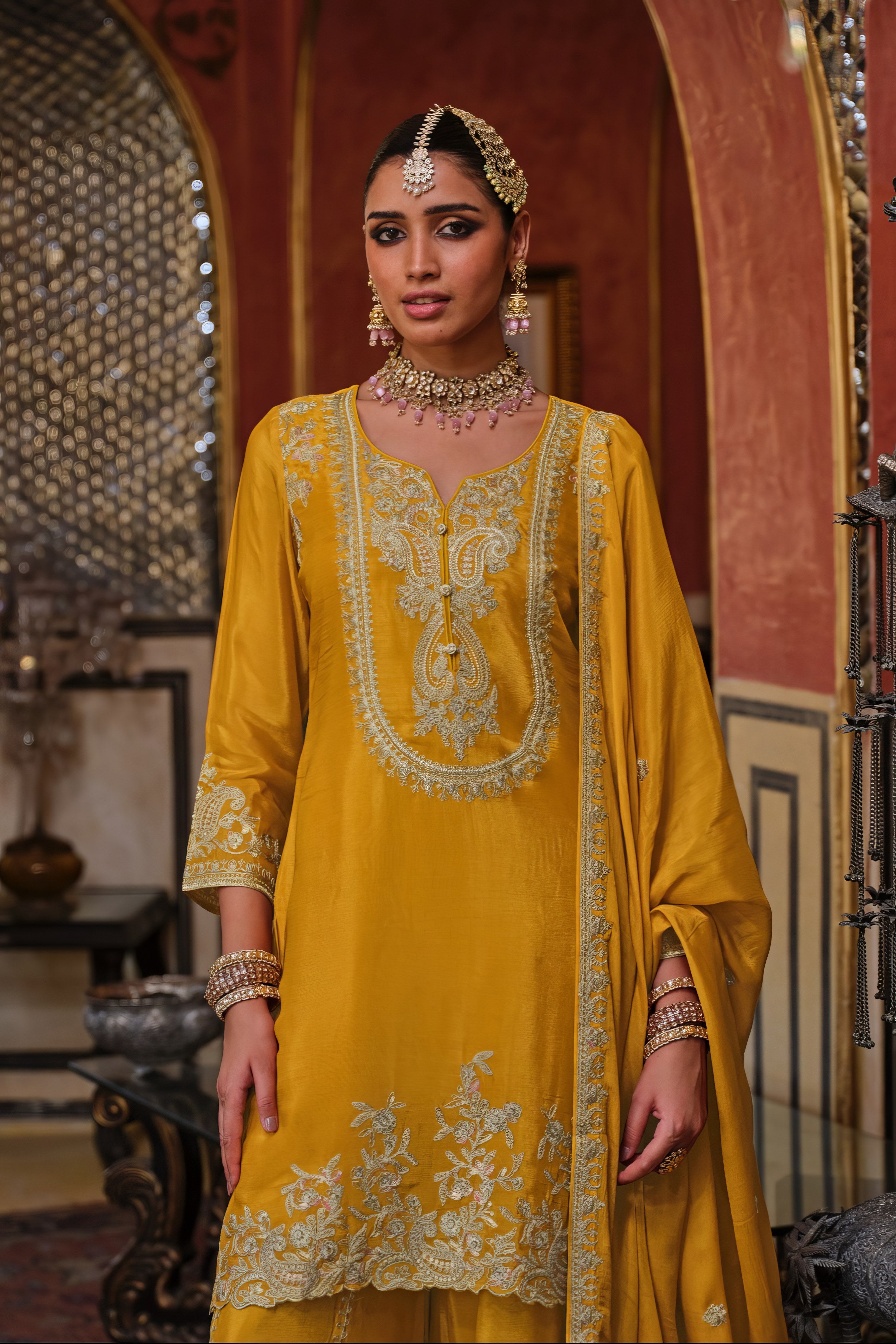 Embroidered Charm Sharara LXSR0093