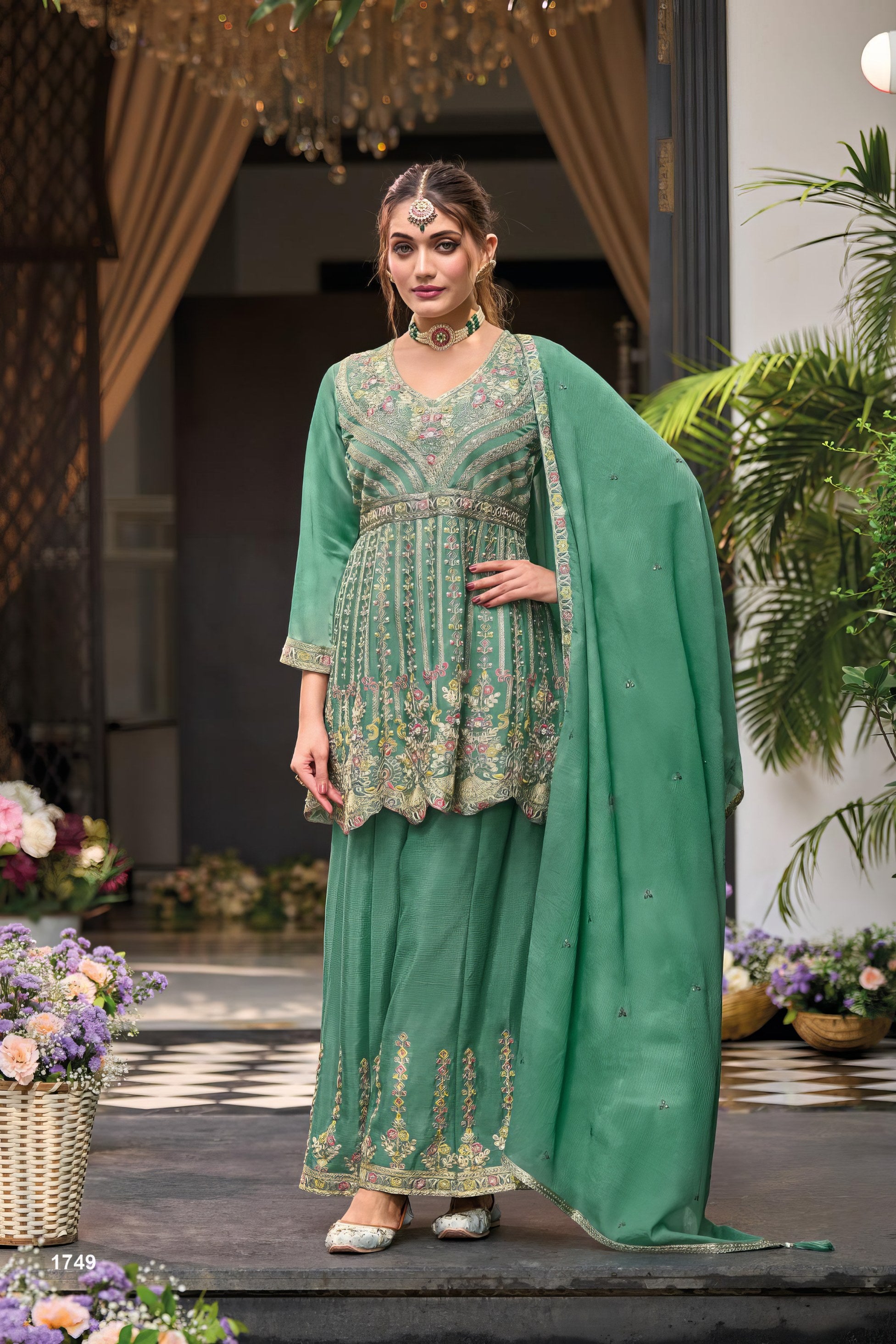 Embroidered Chinon Sharara Suit LXSR0098