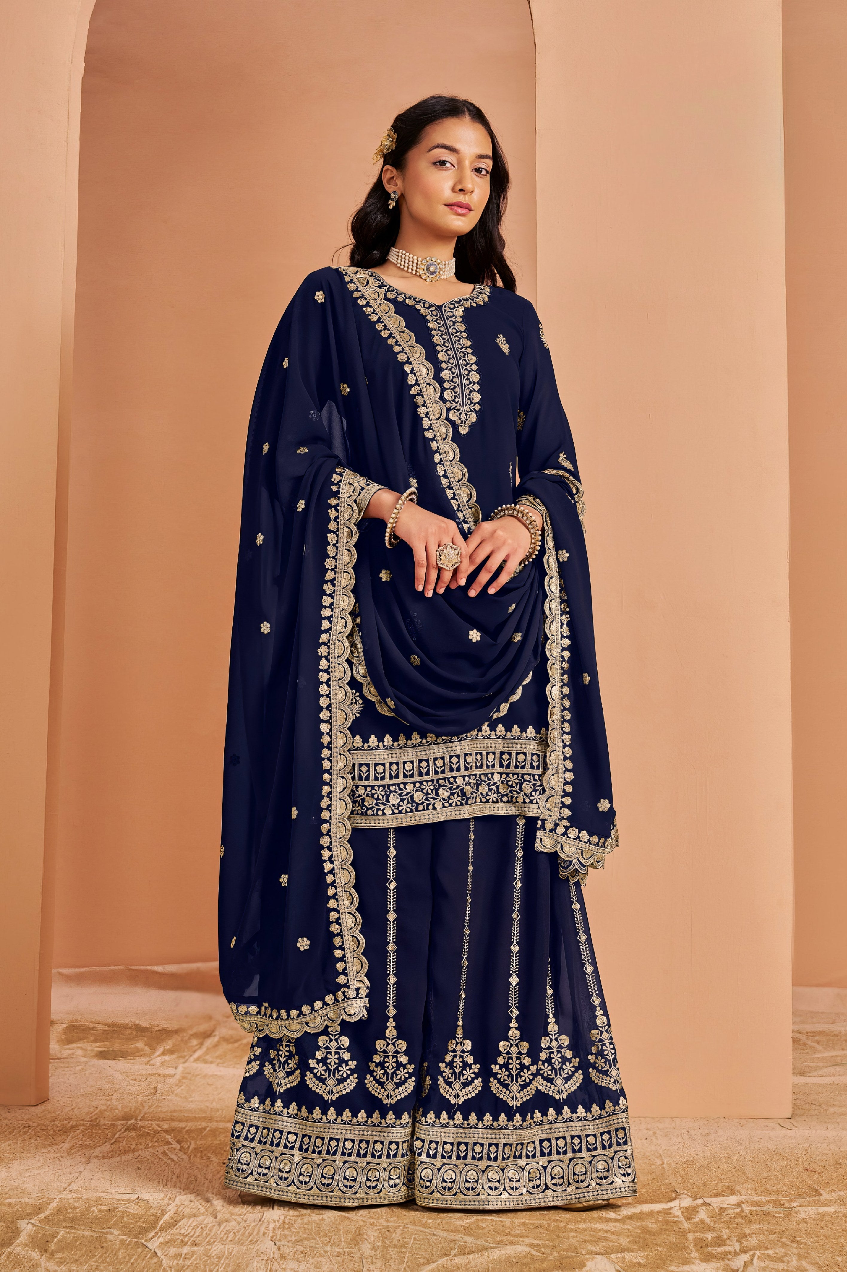 Georgette Plazzo Set Sharara LXSR0097