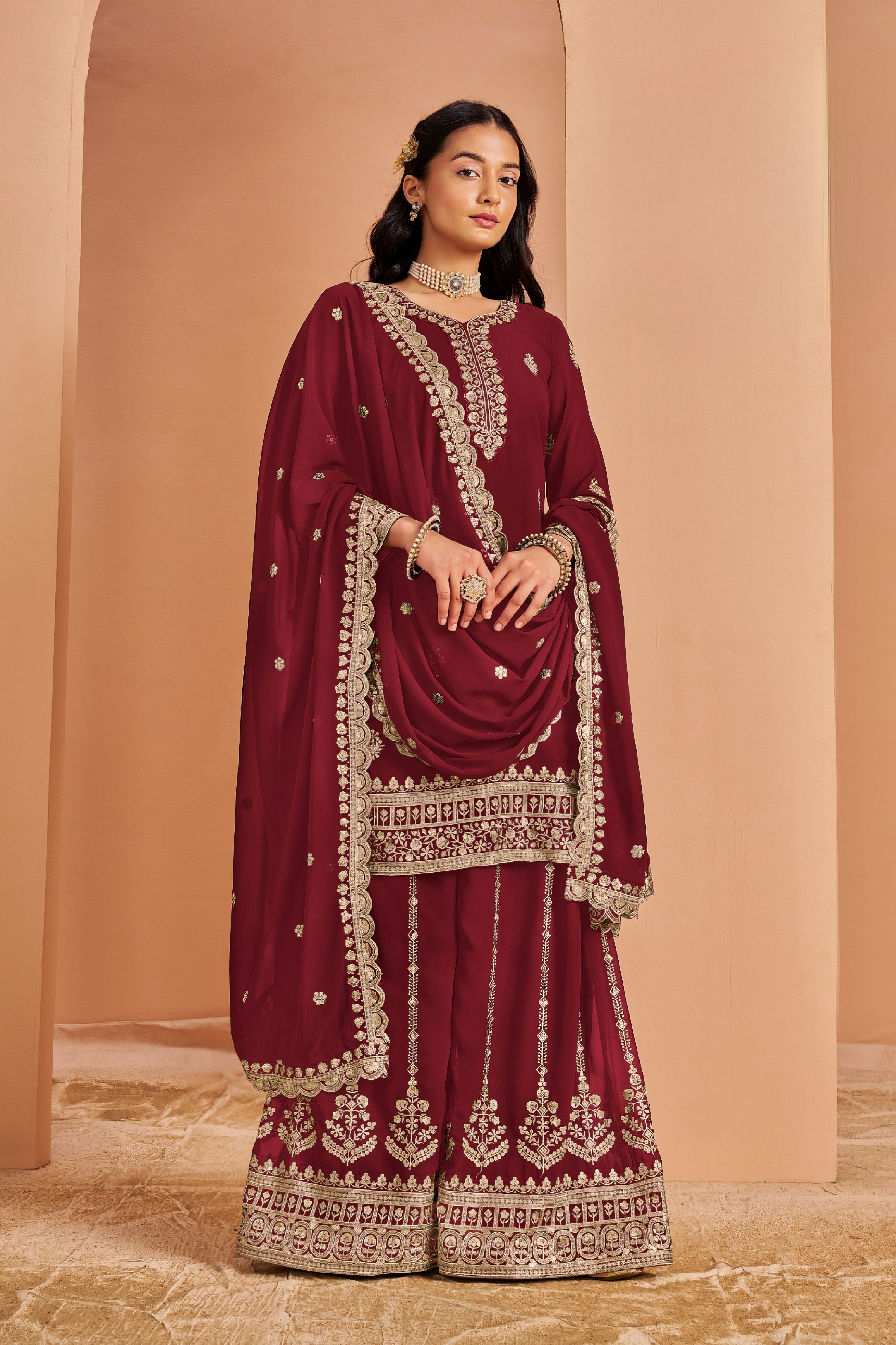Georgette Plazzo Set Sharara LXSR0097