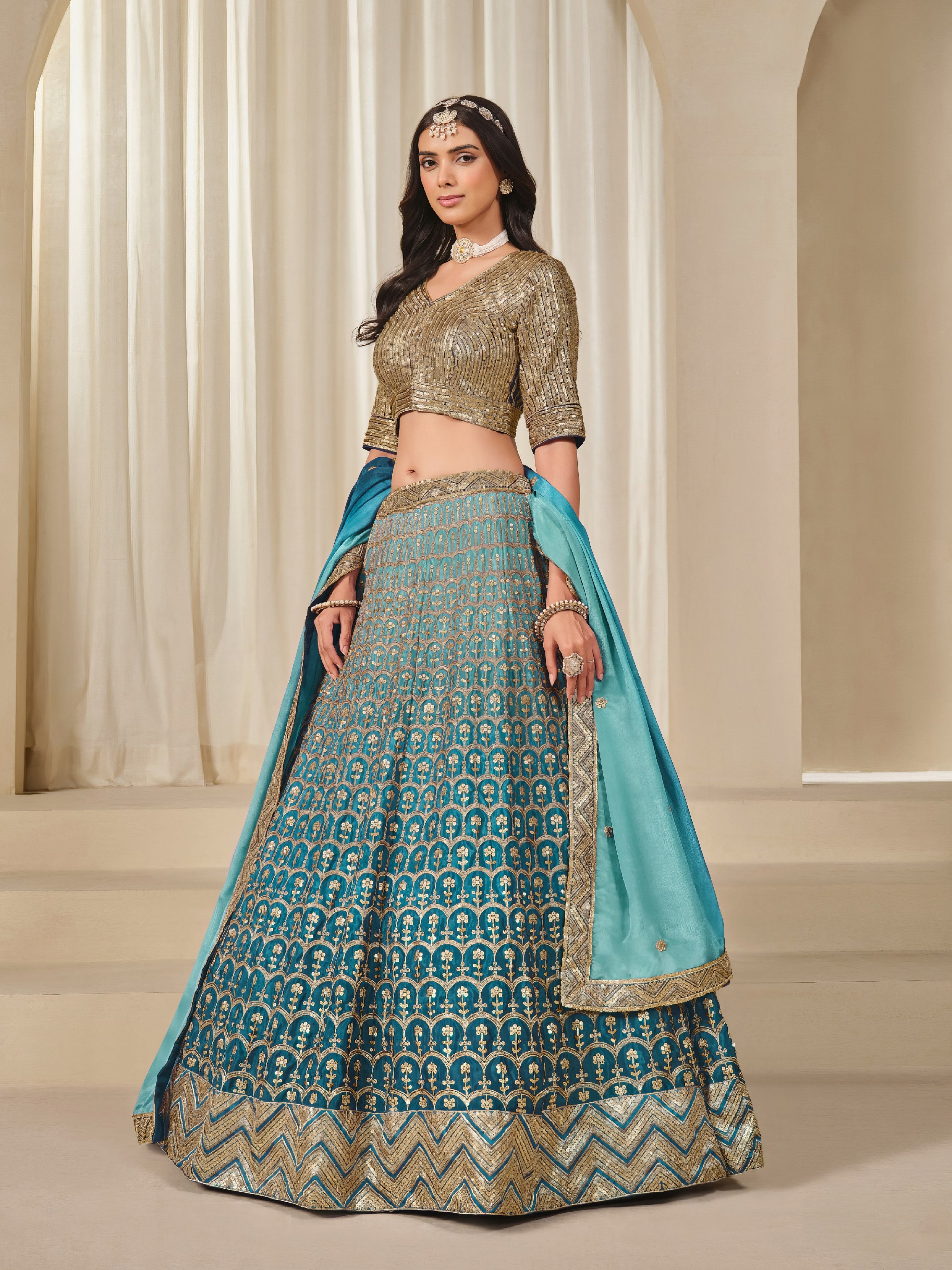 Premium Chinon Silk Lehenga LXLG0028