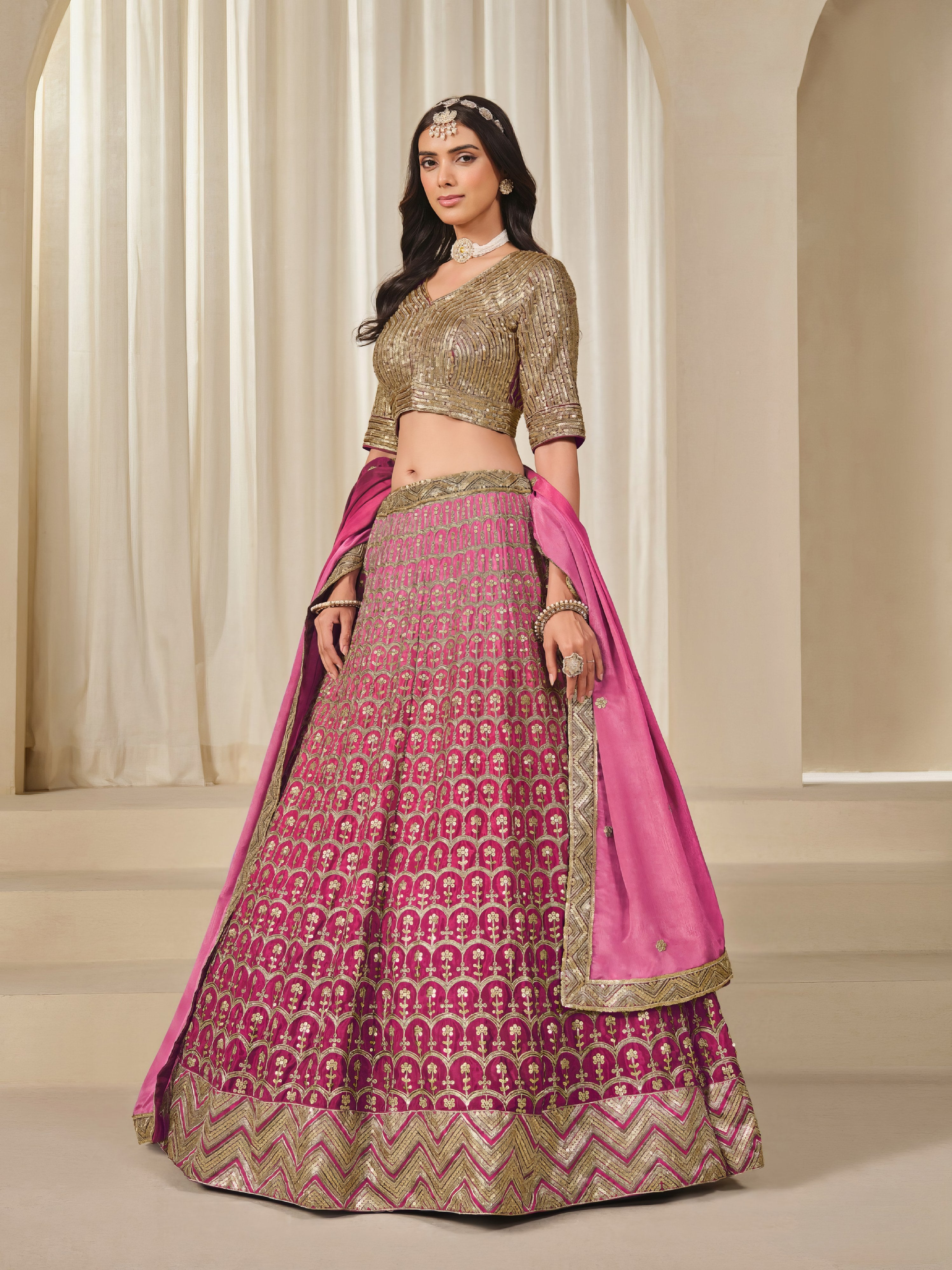 Premium Chinon Silk Lehenga LXLG0028