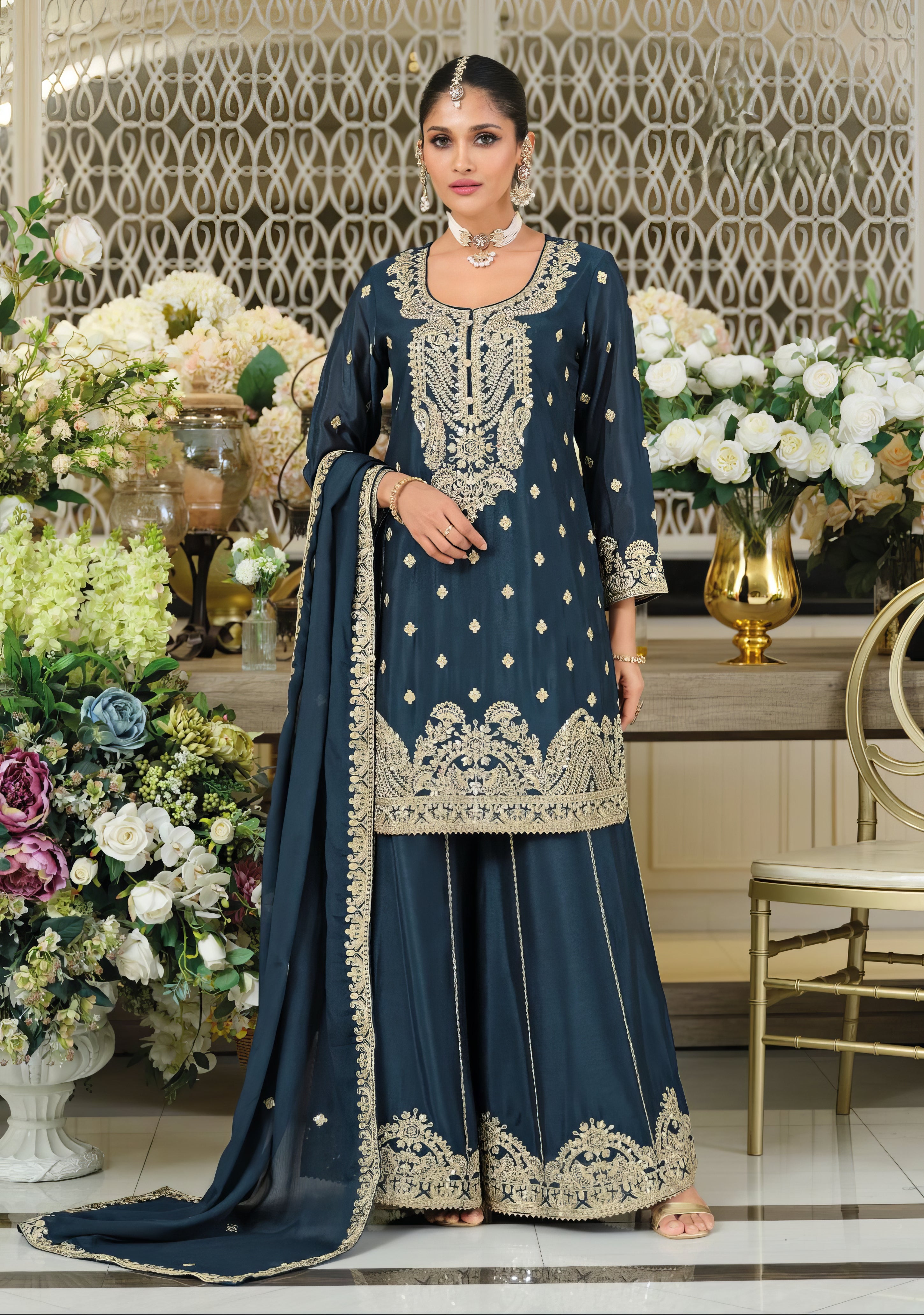 Noor Chinon Embroidery Sharara Set LXSR0117