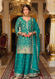 Zara Embroidered Chinon Sharara Set LXSR0118