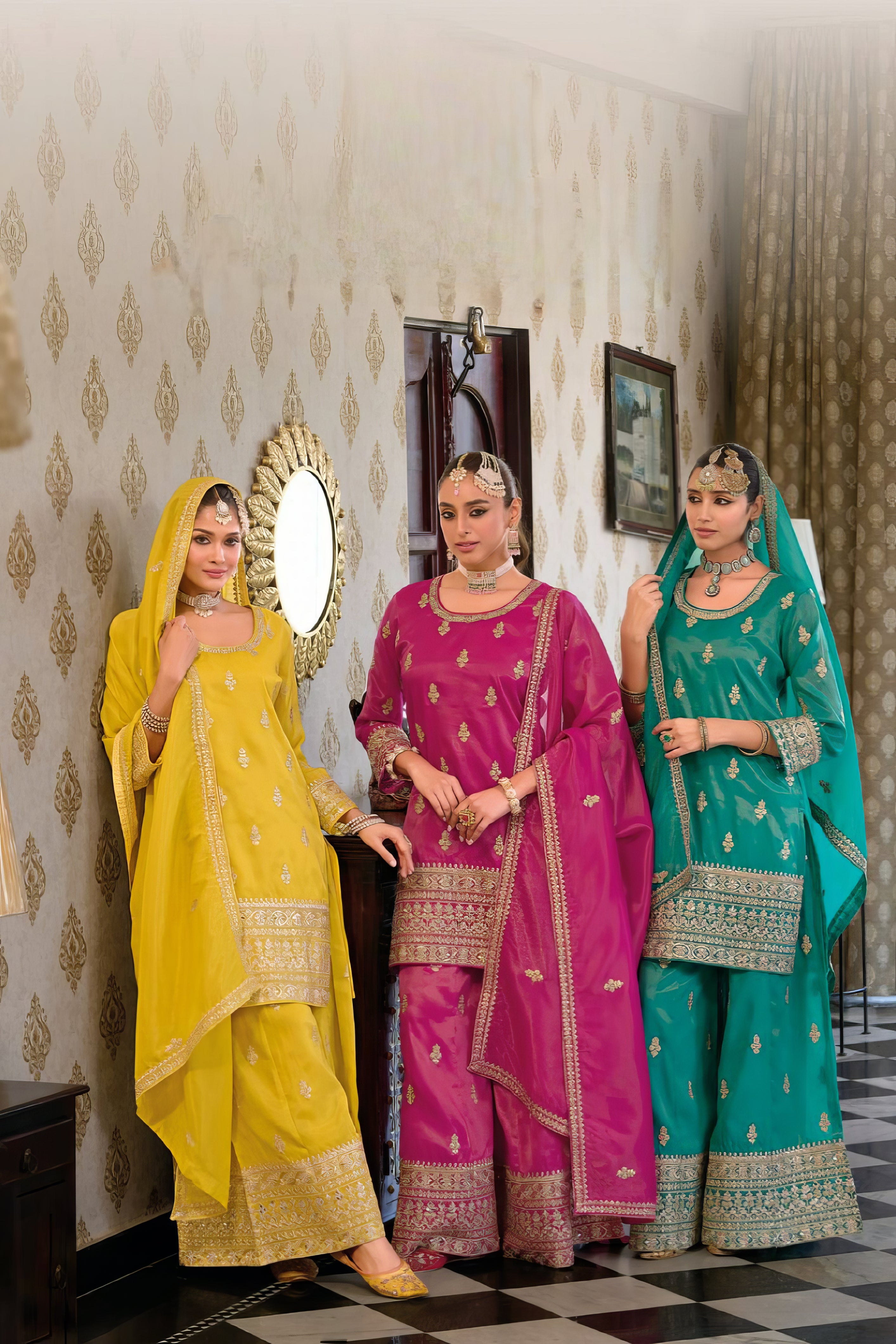 Zara Embroidered Simar Ensemble Sharara Set LXSR0119