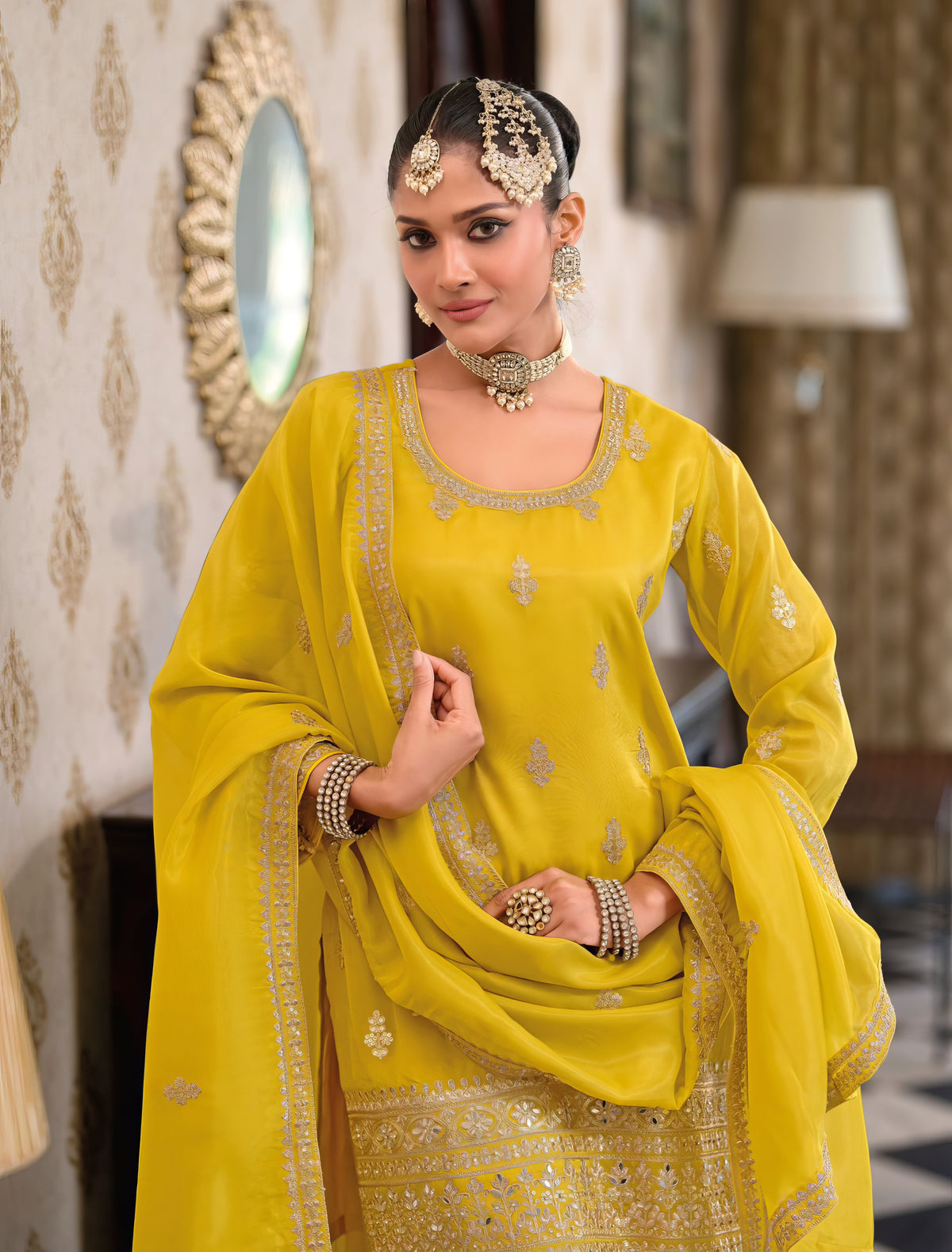 Zara Embroidered Simar Ensemble Sharara Set LXSR0119