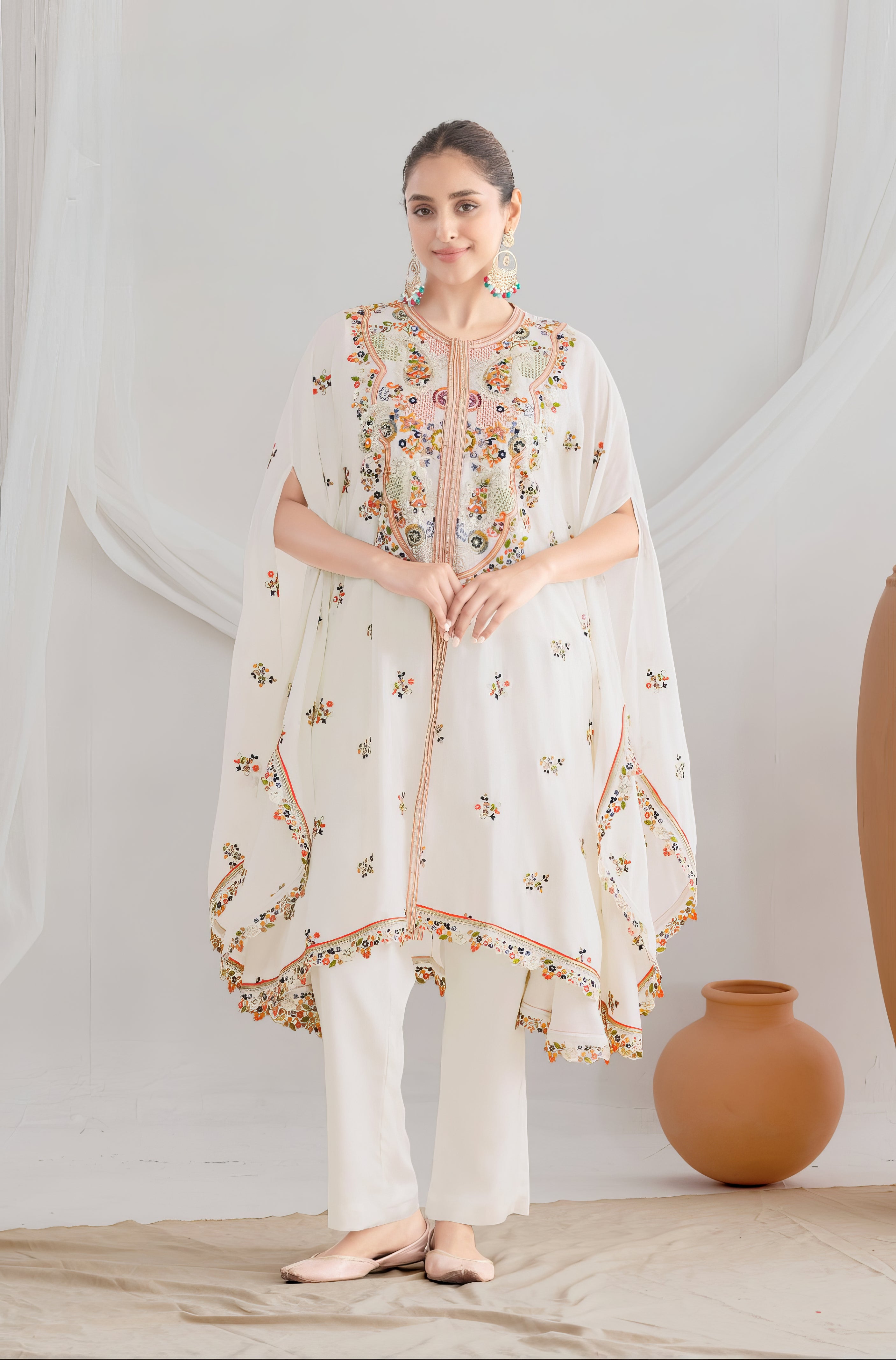 Elegant Flower Embroidery Kaftan LXST0076