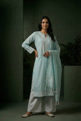 Pista Cotton Jacquard Design Kurta Set with Flex Cotton Dupatta ST0011