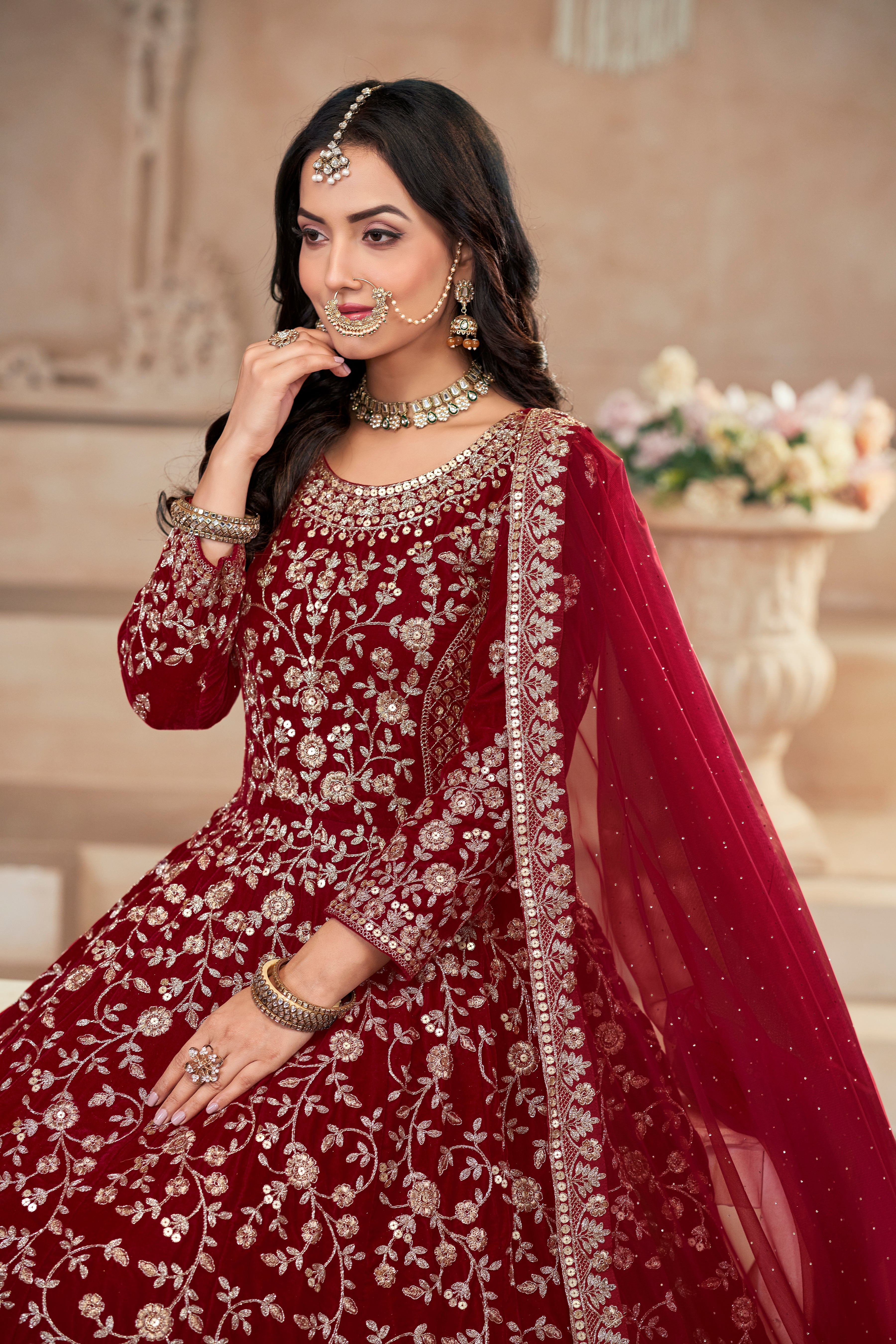 VELVET FABRIC DESIGNER GOWN  LXGW0011