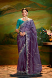 Teal Green and Violet Purple Designer Saree LXSE0024