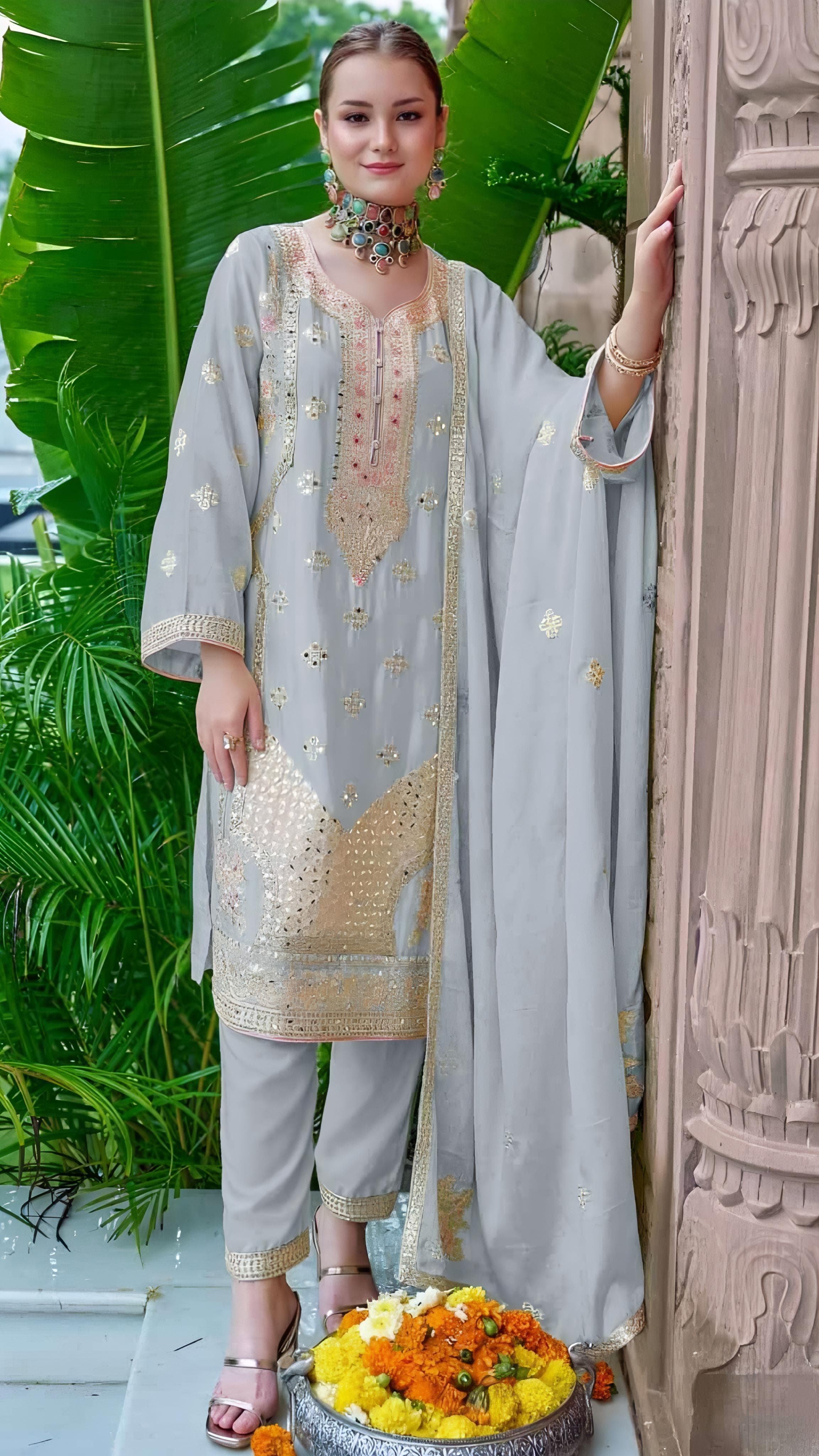 Chinon Ziya Embroideried Pakistani suit  EAPK0021