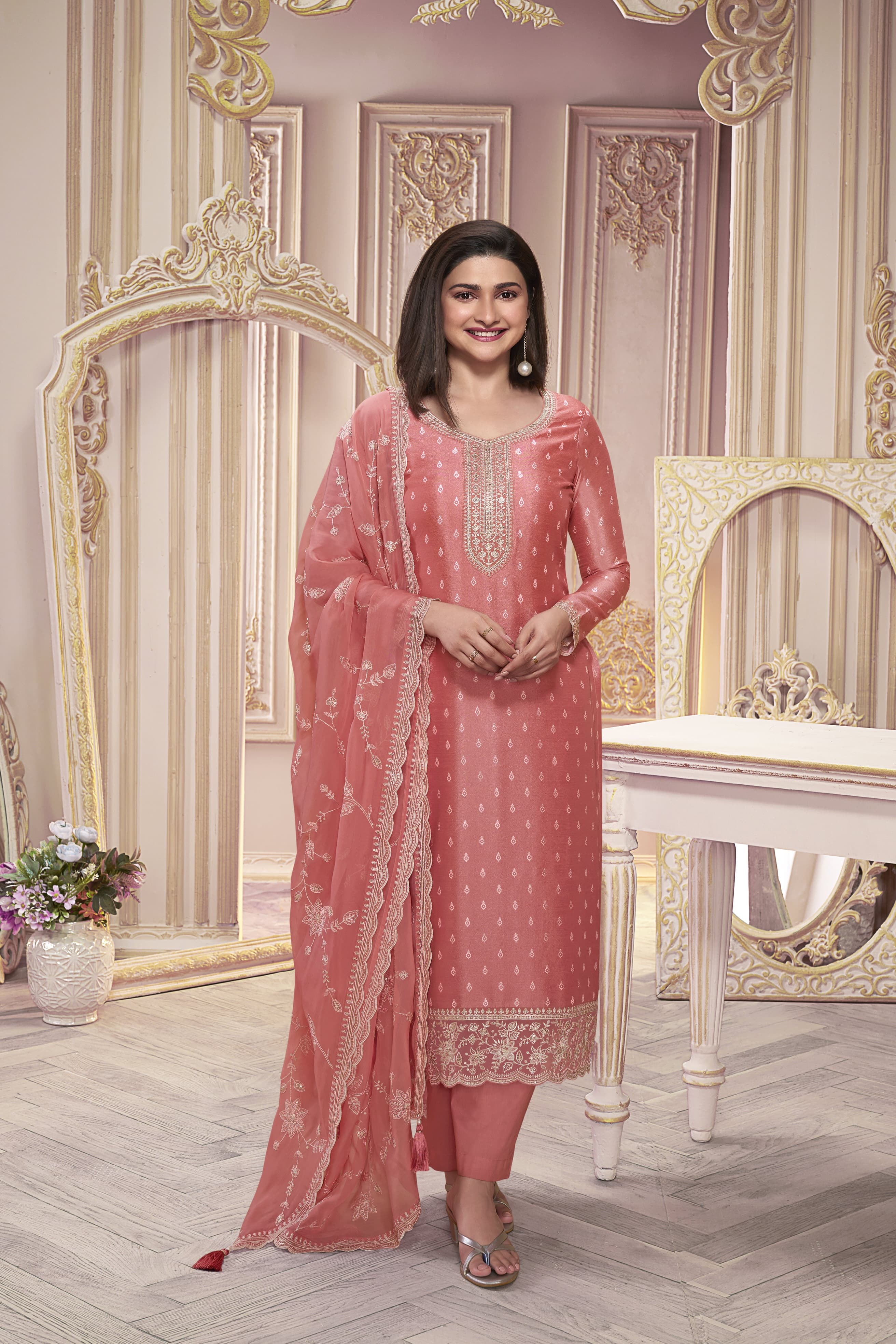 Suit with Heavy Thread Embroidery Work EAST0013