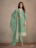 Heavy Orgenza Suit with Embroidery Sequence Work EAST0014