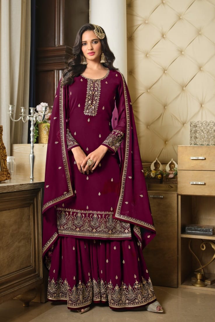 Designer Sharara Suit with Sequence & Lace Dupatta EASR0001